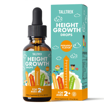 TallTrek Height Growth Supplement Drops for Kids - Teens Bone Growth Height Increase and Maximizer Immune Health Drops with Vitamins D3 K2 Zinc & Calcium - Gluten Free Vegan Pineapple Flavor TallTrekAu supplements