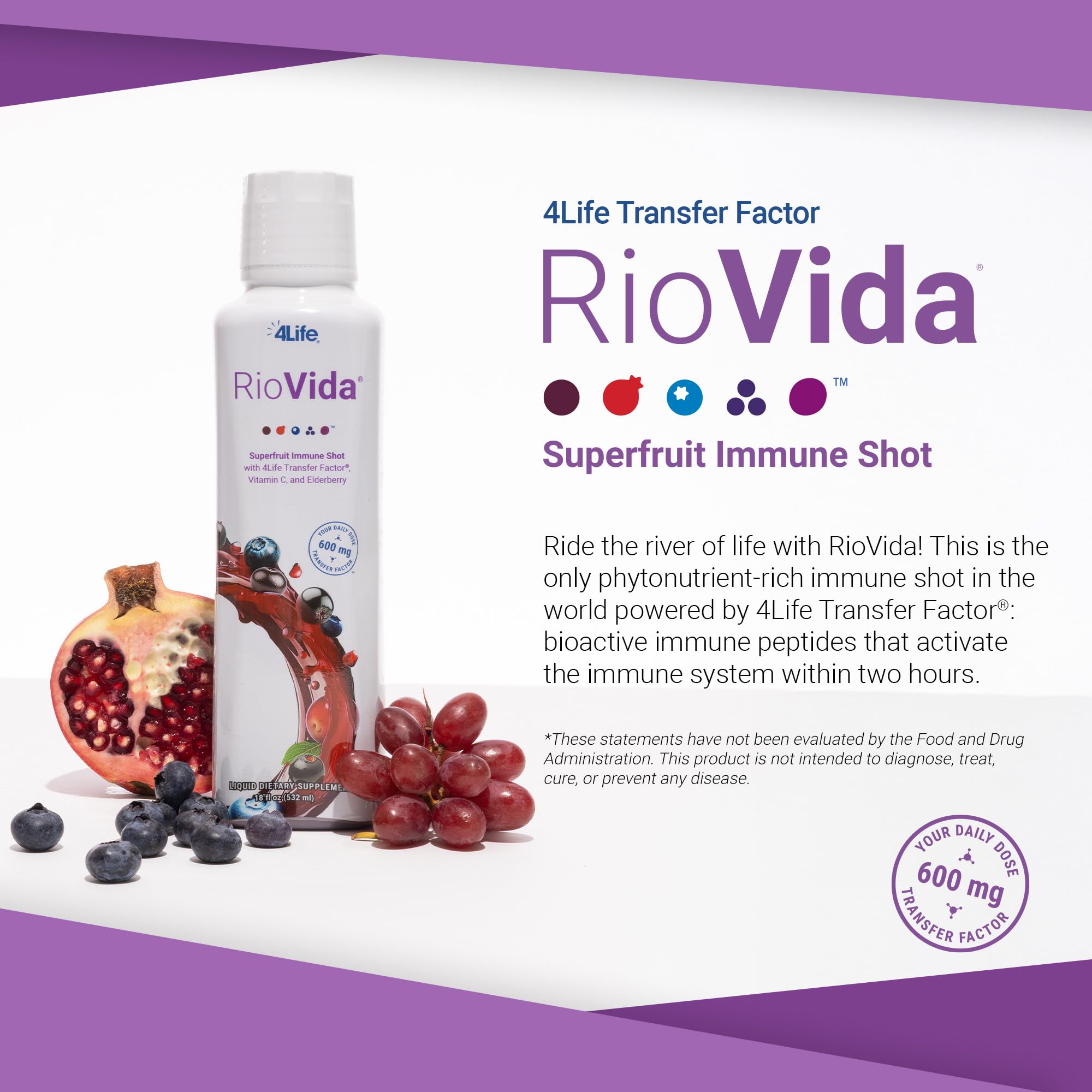 4Life Transfer Factor RioVida Tri-Factor Formula - Liquid Immune and Health Support with Vitamin C, Elderberry, Aronia Berry, Macqui, Blueberry, and Acai - Single Pack 4LifeAu supplements