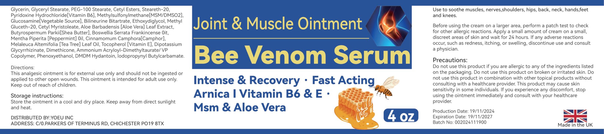 Cedonivor Bee Venom Joint and Bone Cream, Bee Venom Joint Relief Cream Joint Care for Knee, Neck, Back, Hands, Feet Moisturizer CedonivorAu supplements