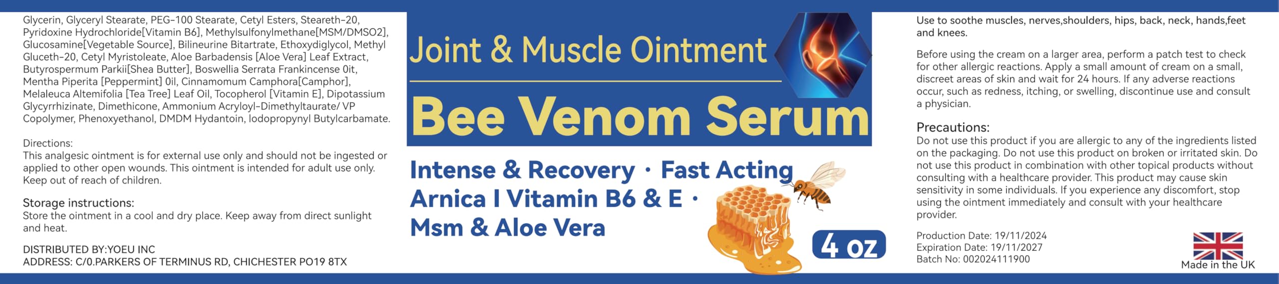 Cedonivor Bee Venom Joint and Bone Cream, Bee Venom Joint Relief Cream Joint Care for Knee, Neck, Back, Hands, Feet Moisturizer CedonivorAu supplements