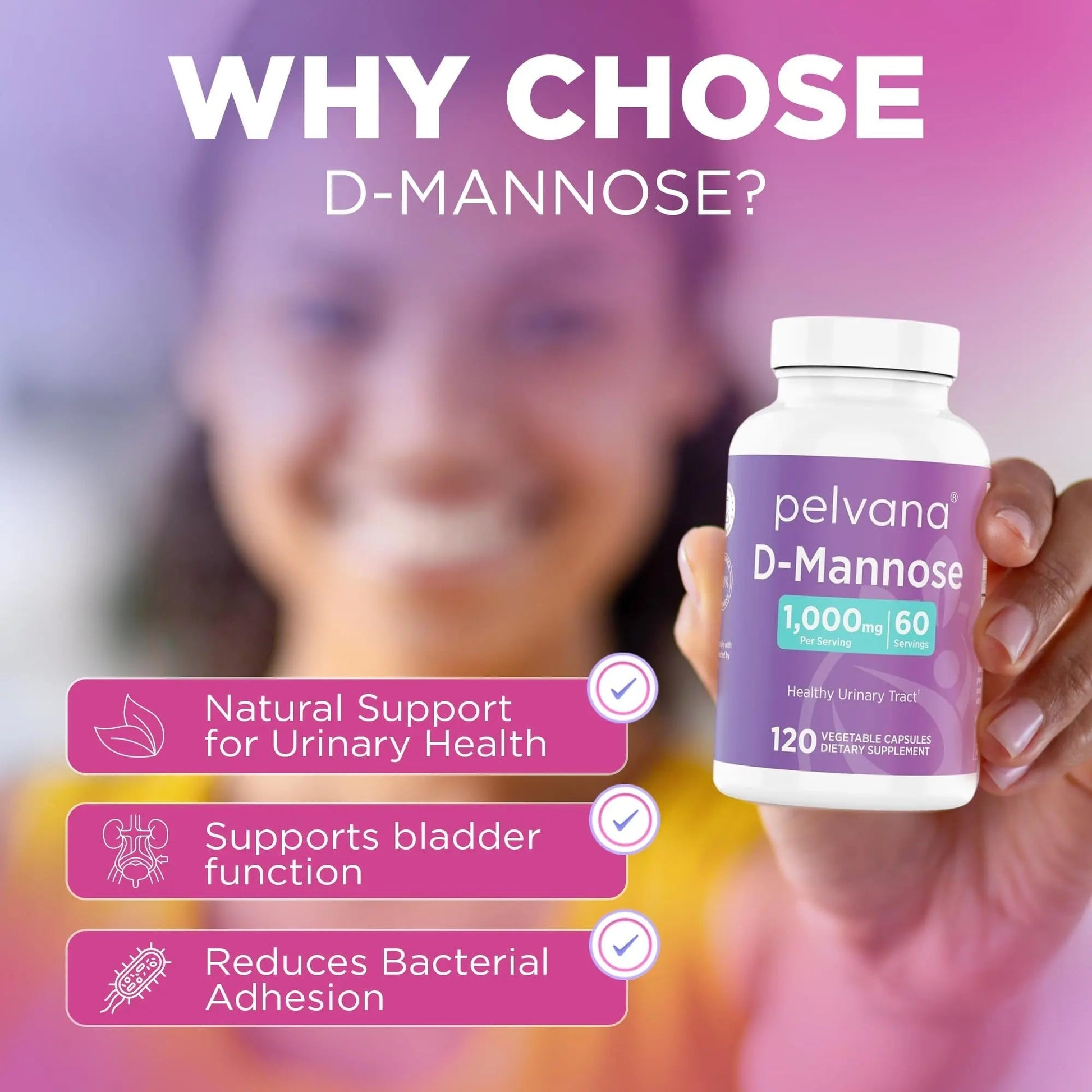 Pelvana D-Mannose 120 Capsules (500mg Each) – 1000mg per Serving – Assists & Maintains Healthy Urinary Tract, Flushes Impurities, Pure Ingredients, Gluten-Free – Third-Party Lab Tested, Made in USA PelvanaAu supplements
