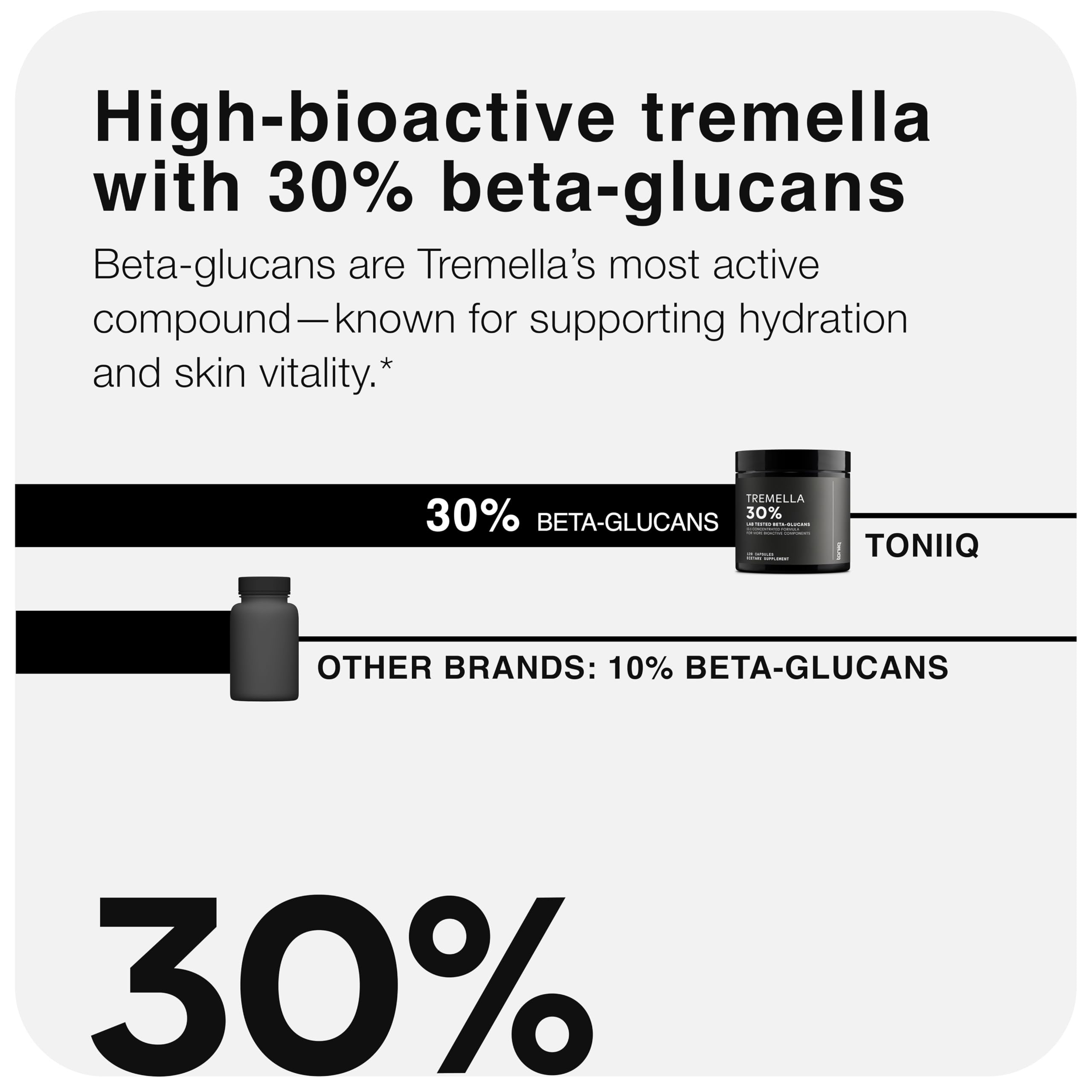 Tremella Mushroom Ultra High Potency 15:1 Extract with 30% Beta Glucans - Pure & Concentrated Formula - Third-Party Lab Tested for Purity & Quality - 120 Capsules ToniiqAu supplements