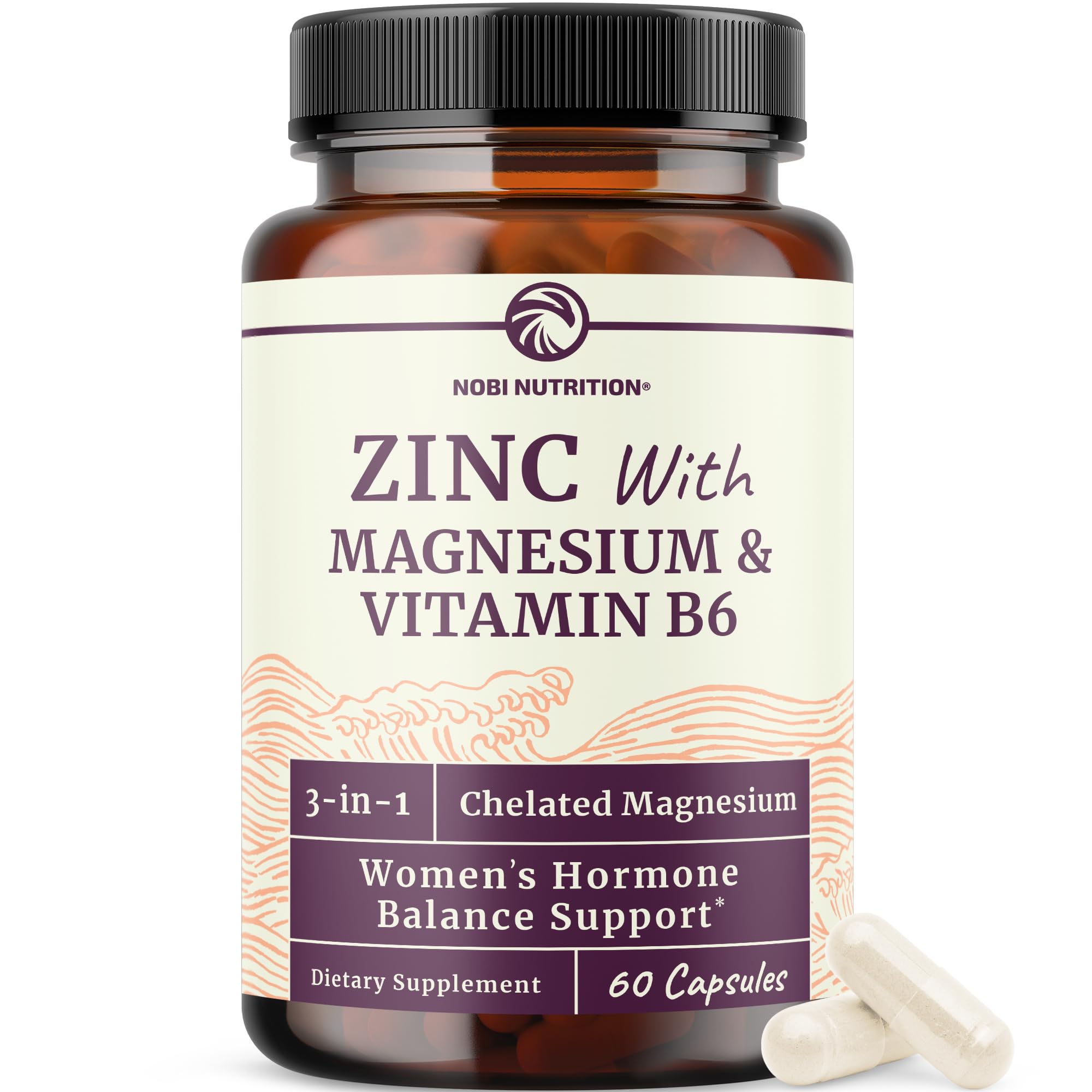 Zinc and Magnesium Supplement with Vitamin B6 | Women’s Hormone Balance, Menstrual Cycle & Immune Support | High Absorption Chelated Magnesium Glycinate with Zinc Picolinate and VIT B6 | 60 Ct Nobi NutritionAu supplements