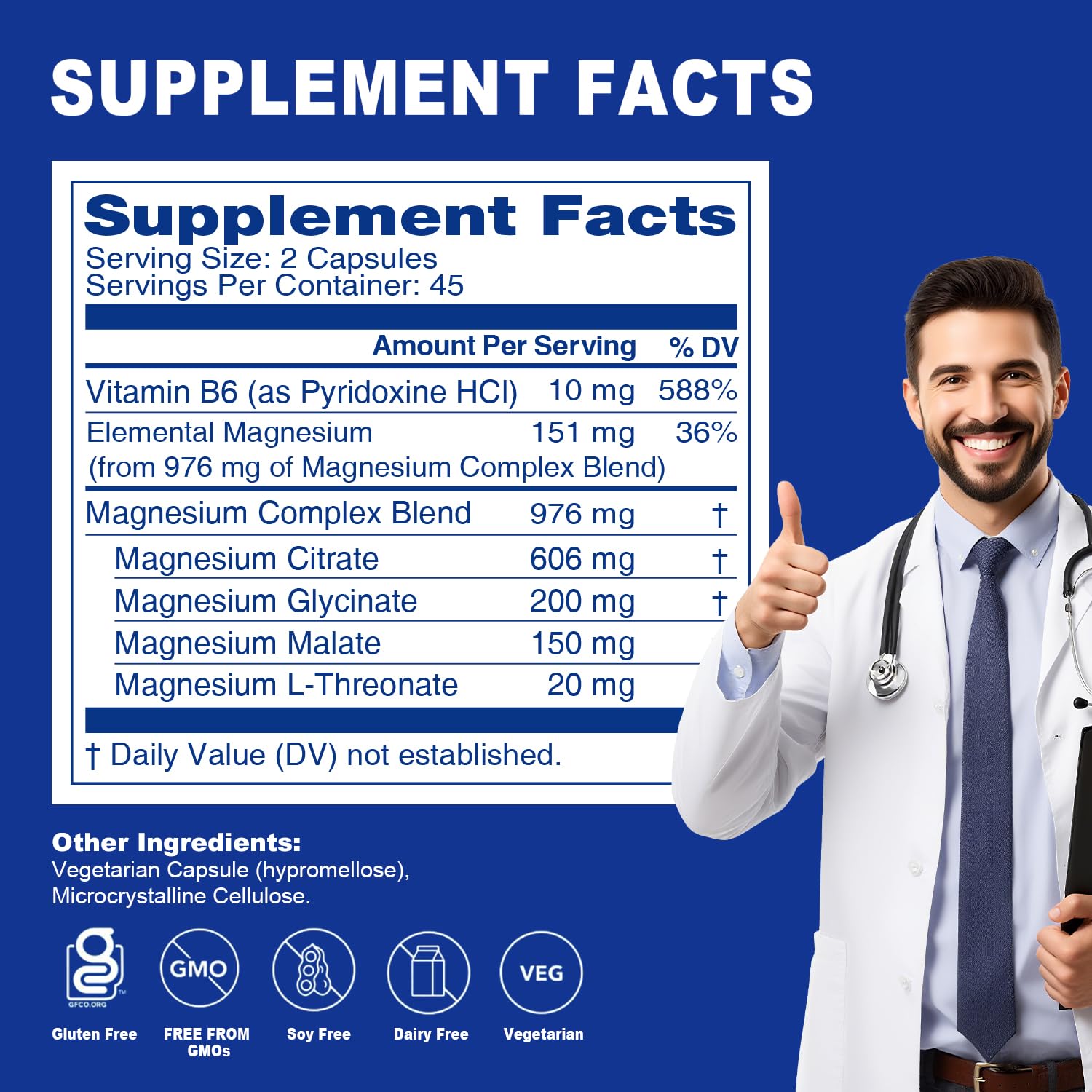 Magnesium Complex Capsule 5 in 1 Magnesium Supplement from Magnesium Glycinate, Citrate, Malate, L-Threonate & Vitamin B6, High Absorption Magnesium Supplement, Non-GMO, Vegan Sound Health PlusAu supplements