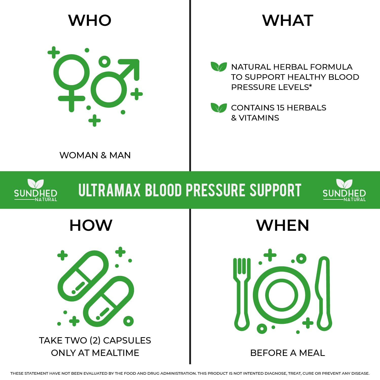 Sundhed Natrual UltraMax Blood Pressure with Bioperine for Enhanced Absorption Sundhed NaturalUS supplements