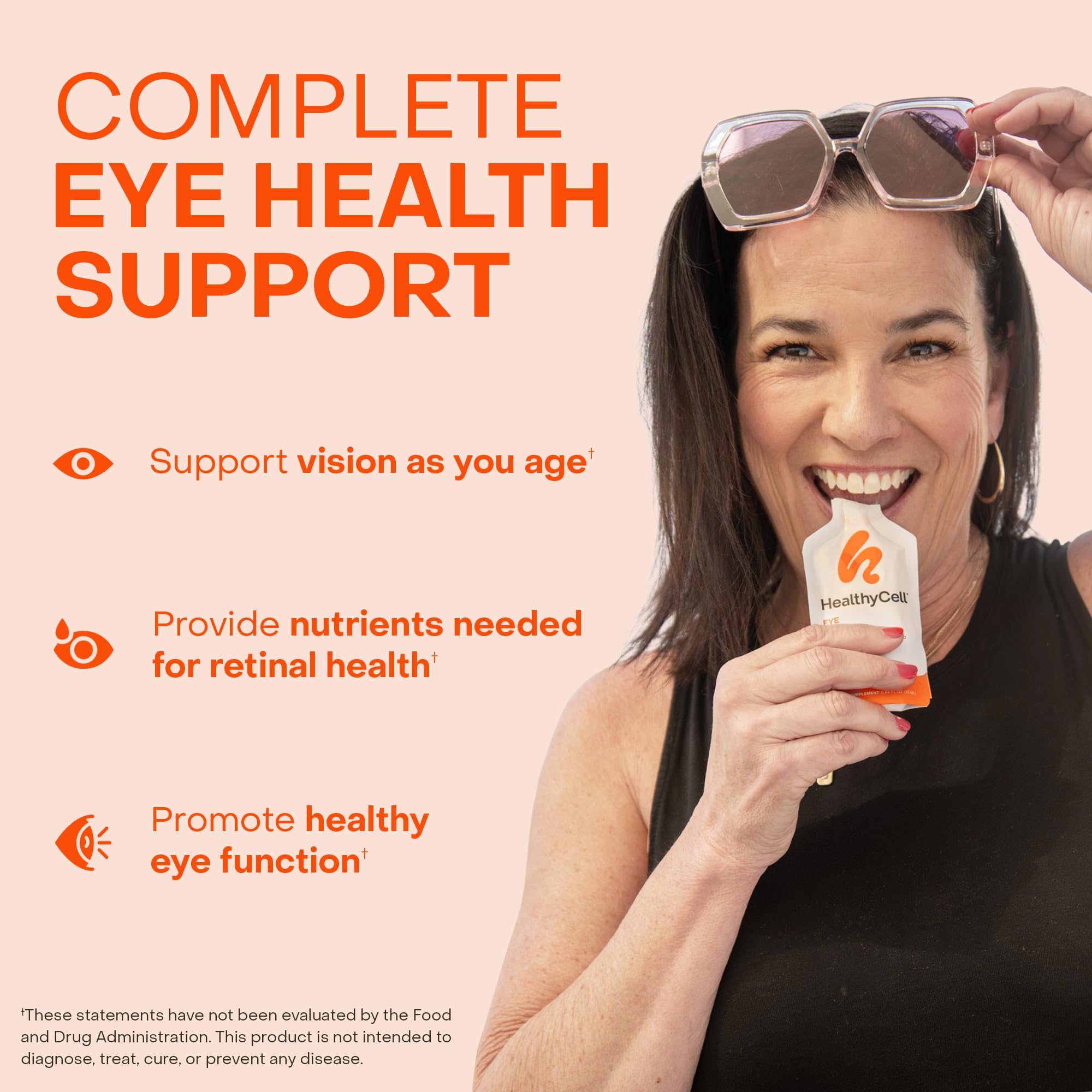Healthycell Eye Health Daily Liquid Supplement - Eye Vitamins & Minerals with Lutein, Zeaxanthin, Astaxanthin & Beta Carotene for Sight Care & Macular Support - 30 Gel Packs HealthycellAu supplements