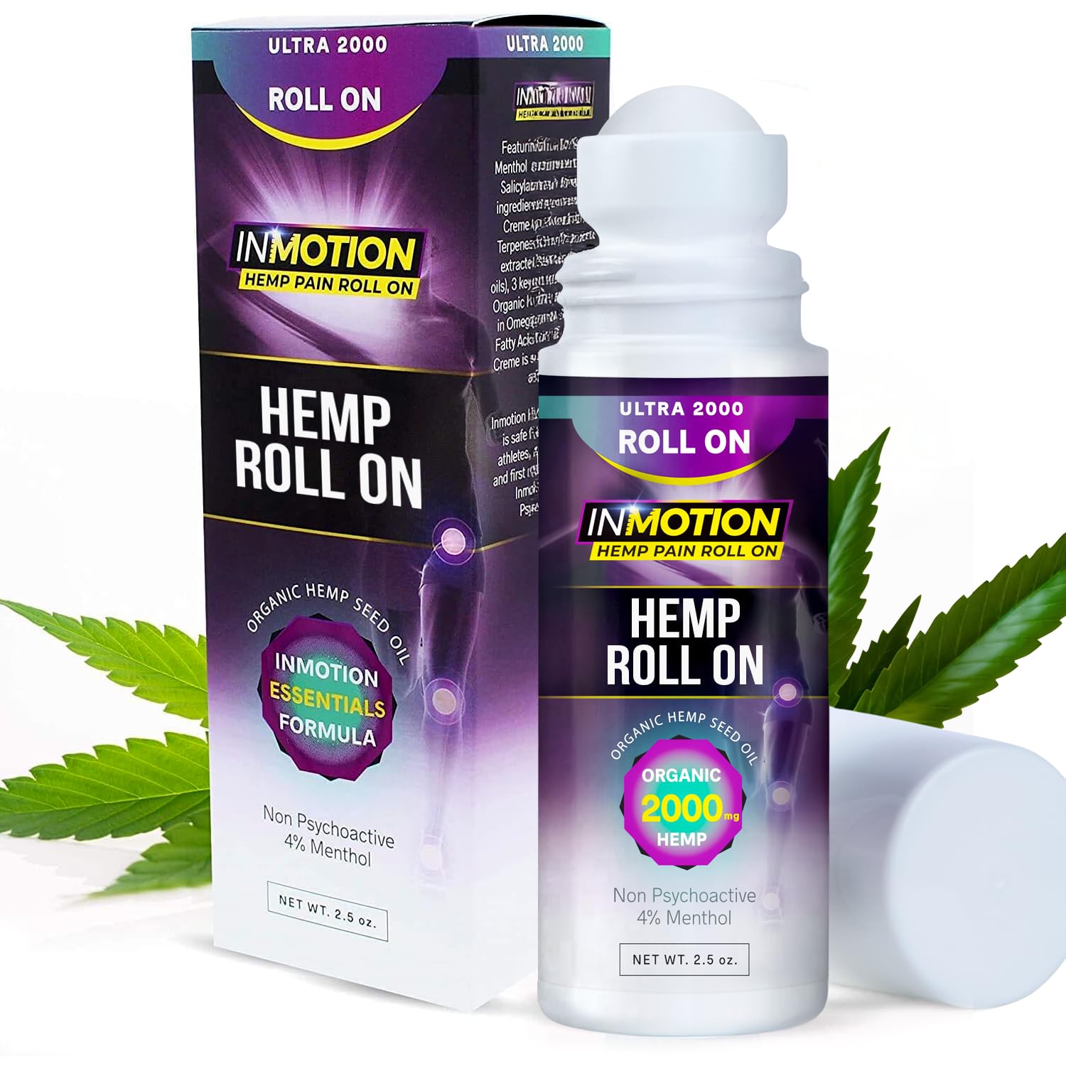 Inmotion Hemp Roll On for Pain Relief - Premium Ultra Strength Fast Acting, Long Lasting, Odorless Hemp Oil Roll On Pain Reliever for Joint, Muscle, & Back InMotion HempAu supplements