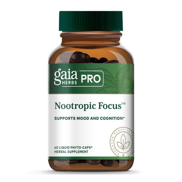GAIA HERBS PRO Nootropic Focus - Brain Health Support Supplement* - Nootropic Supplement with Saffron, Ginkgo Leaf Extract & Lemon Balm - Vegan, Gluten-Free - 40 Liquid Phyto-Caps (20 Servings) Gaia Herbs PROAu supplements