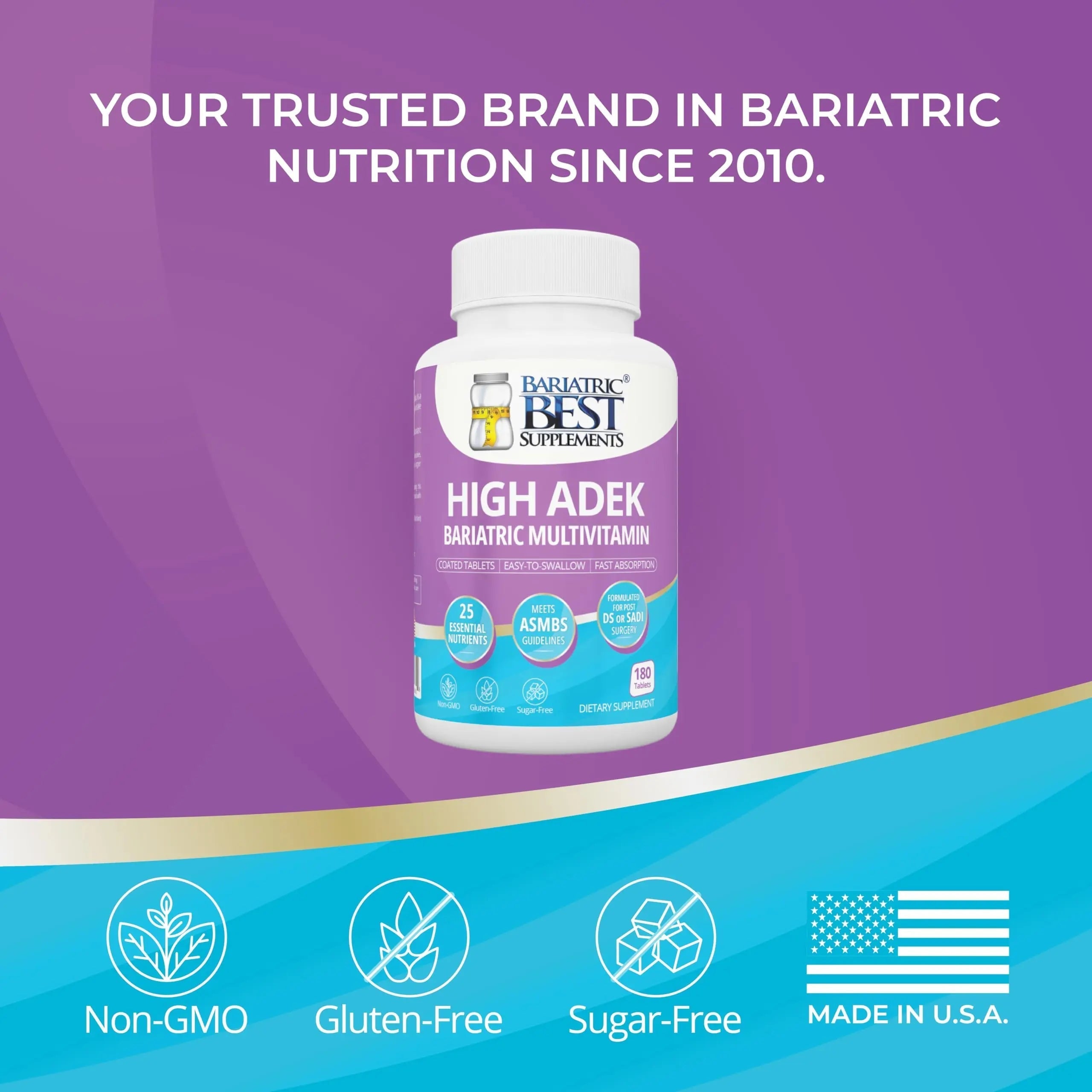 High A D E K Bariatric Multivitamin for Post DS/SADI Surgery, 25 Essential Nutrients for Post-Weight Loss Surgery, 180 Tablets Bariatric Best SupplementsAu supplements