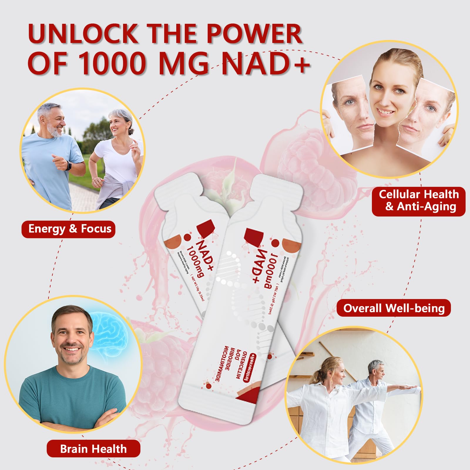 Buporai NAD Supplement 1000 mg Liquid Packets - NAD Supplements for Women & Men with Nicotinamide Riboside, Resveratrol, PQQ, Quercetin - NMNH Supplement Alternative for Anti-Aging, Energy-30 Packets BuporaiAu supplements