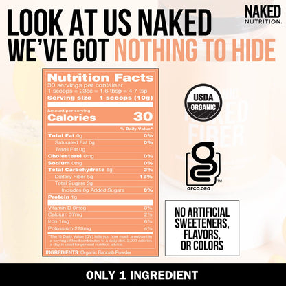Naked Nutrition Naked Fiber Organic Baobab Powder Fiber Supplement Naked NutritionUS supplements