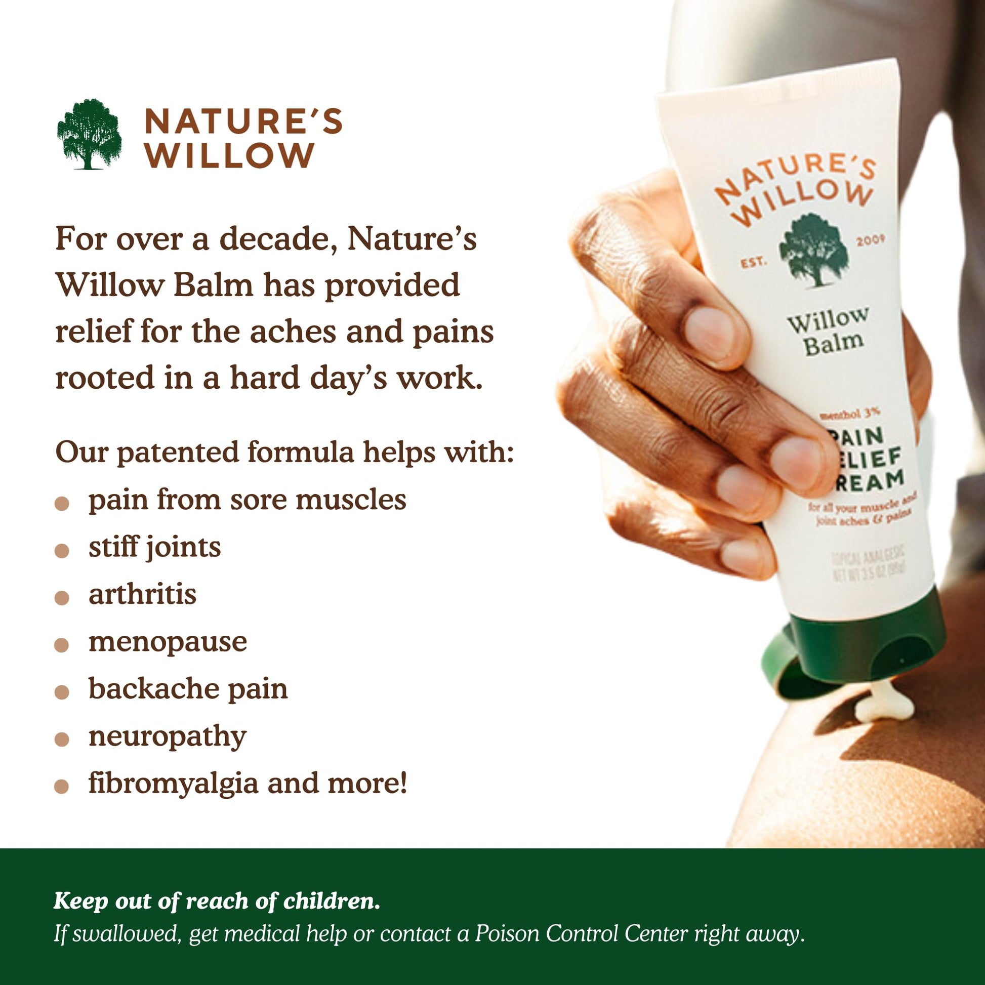 Nature's Willow Willow Balm Natural Pain Relief Cream for Muscles & Joints | Fast-Acting with Willow Bark & Menthol | Free from Artificial Fragrances & Dyes | 6-Pack | 3.5 fl oz Nature's WillowAu supplements