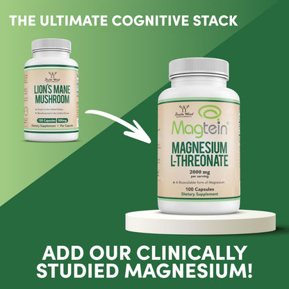Lions Mane Supplement Mushroom Capsules (Two Month Supply - 120 Count) for Brain Double Wood SupplementsUS supplements