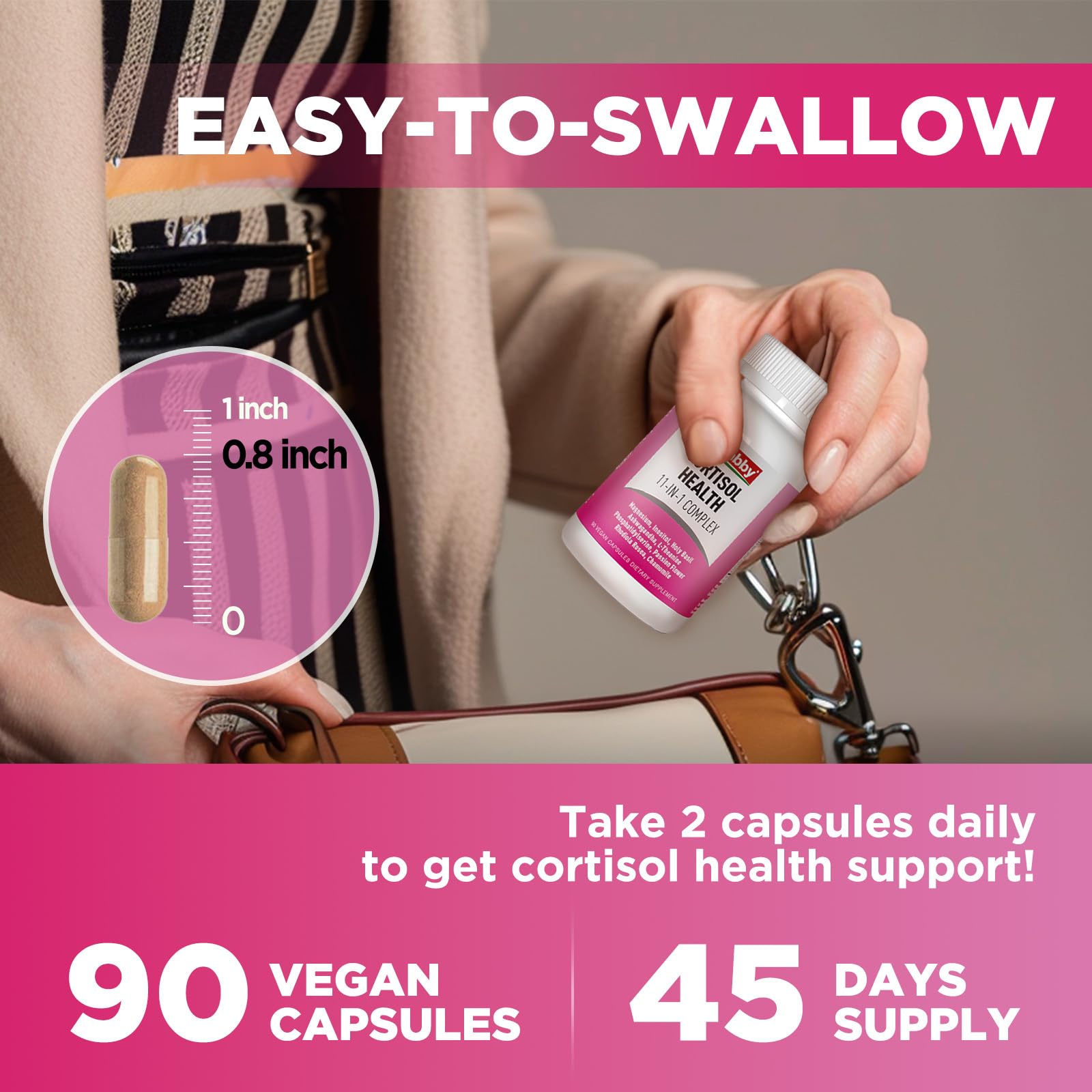 GREABBY Cortisol Supplements for Women, 11-in-1 Formula with Ashwagandha, L-Theanine, Phosphatidylserine and More, Lower Cortisol Health Support, 90 Vegan Capsules GREABBYAu supplements