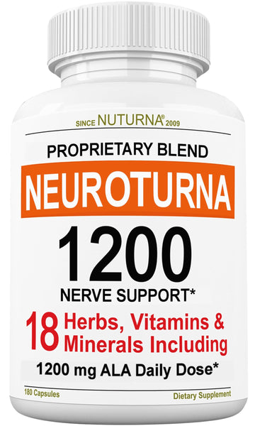 Neuroturna Support Supplement with 1200 mg Pure Alpha Lipoic Acid - Maximum Strength Formula with ALA + Vitamins + Minerals + Herbs - Best Natural Support - 180 Capsules NuturnaAu supplements