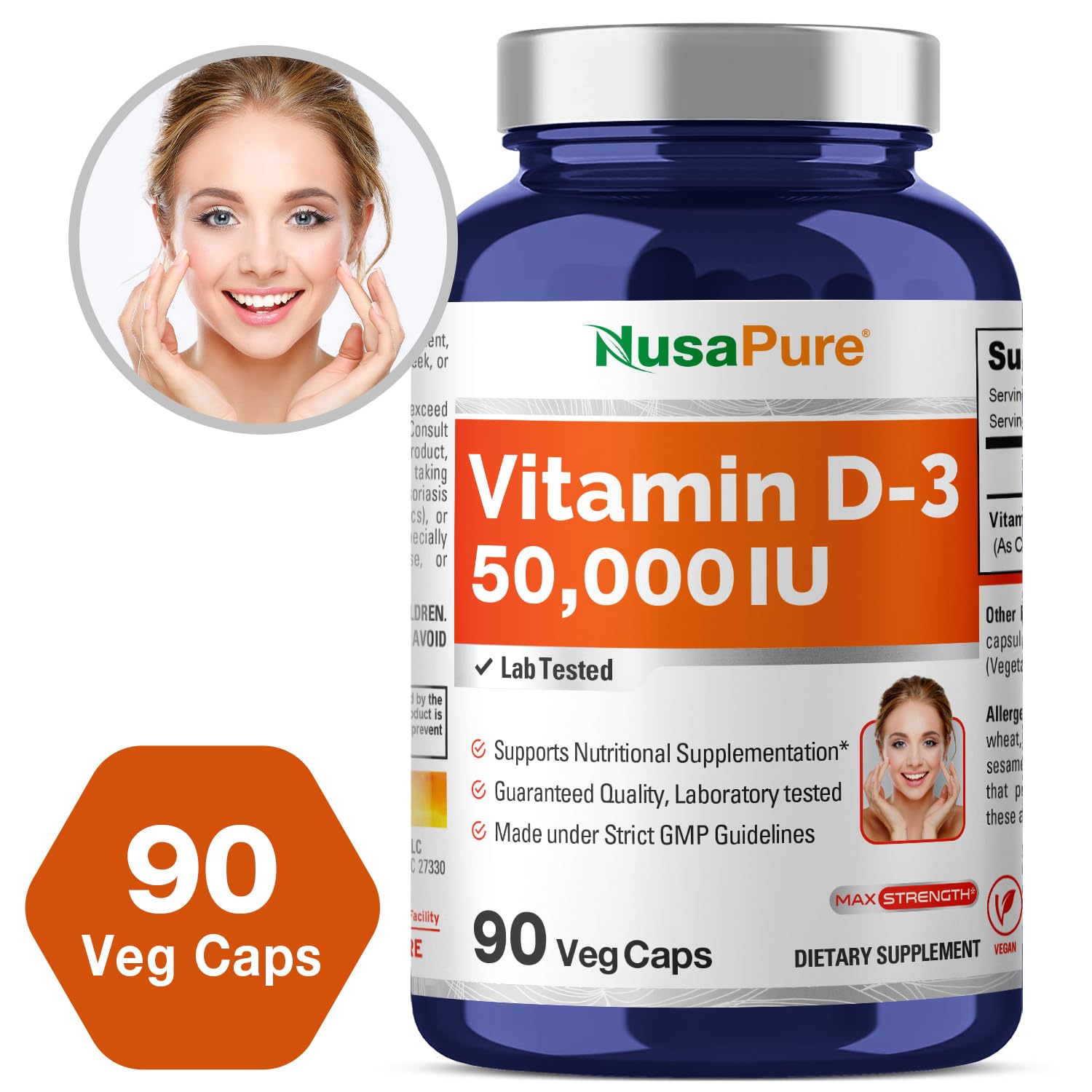 NusaPure Vitamin D3 50,000 IU 90 Veggie Capsules (Non-GMO & Vegan) NusaPureAu supplements