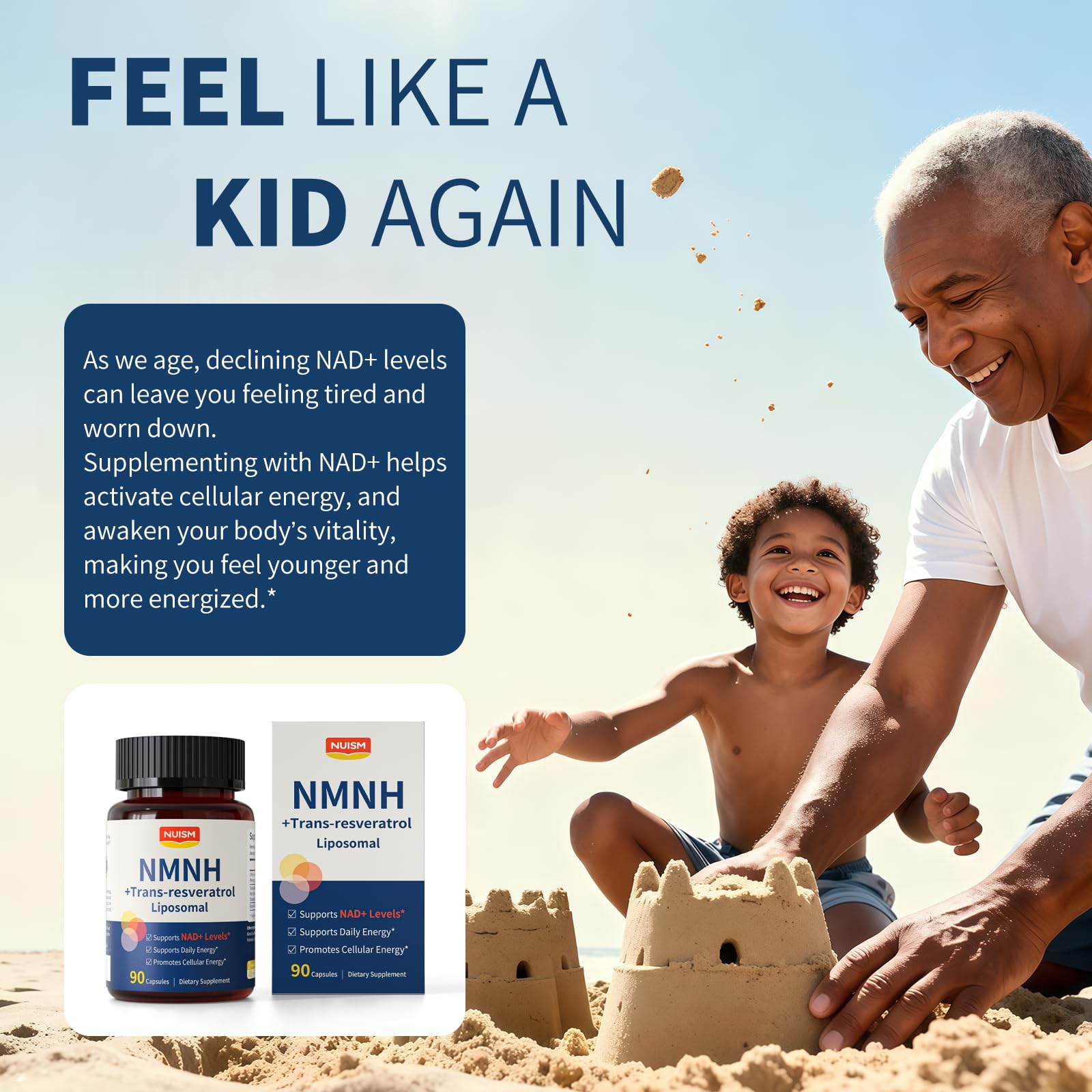 NUISM NMNH NAD+ Supplement, Liposomal 600mg NMN NAD+ and Resveratrol Complex for Cellular Energy, Healthy Aging & Metabolic Support, 90 Capsules NUISMAu supplements