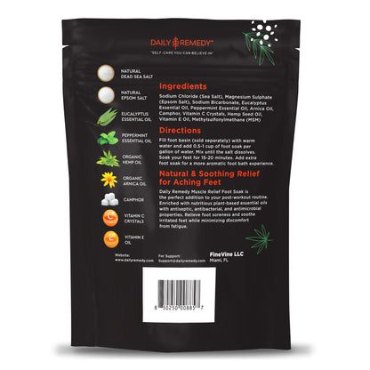 Muscle Relief Foot Soak with Epsom Salt, Made in USA, Soothe Foot Aches, Muscle Pain DAILY REMEDYUS supplements