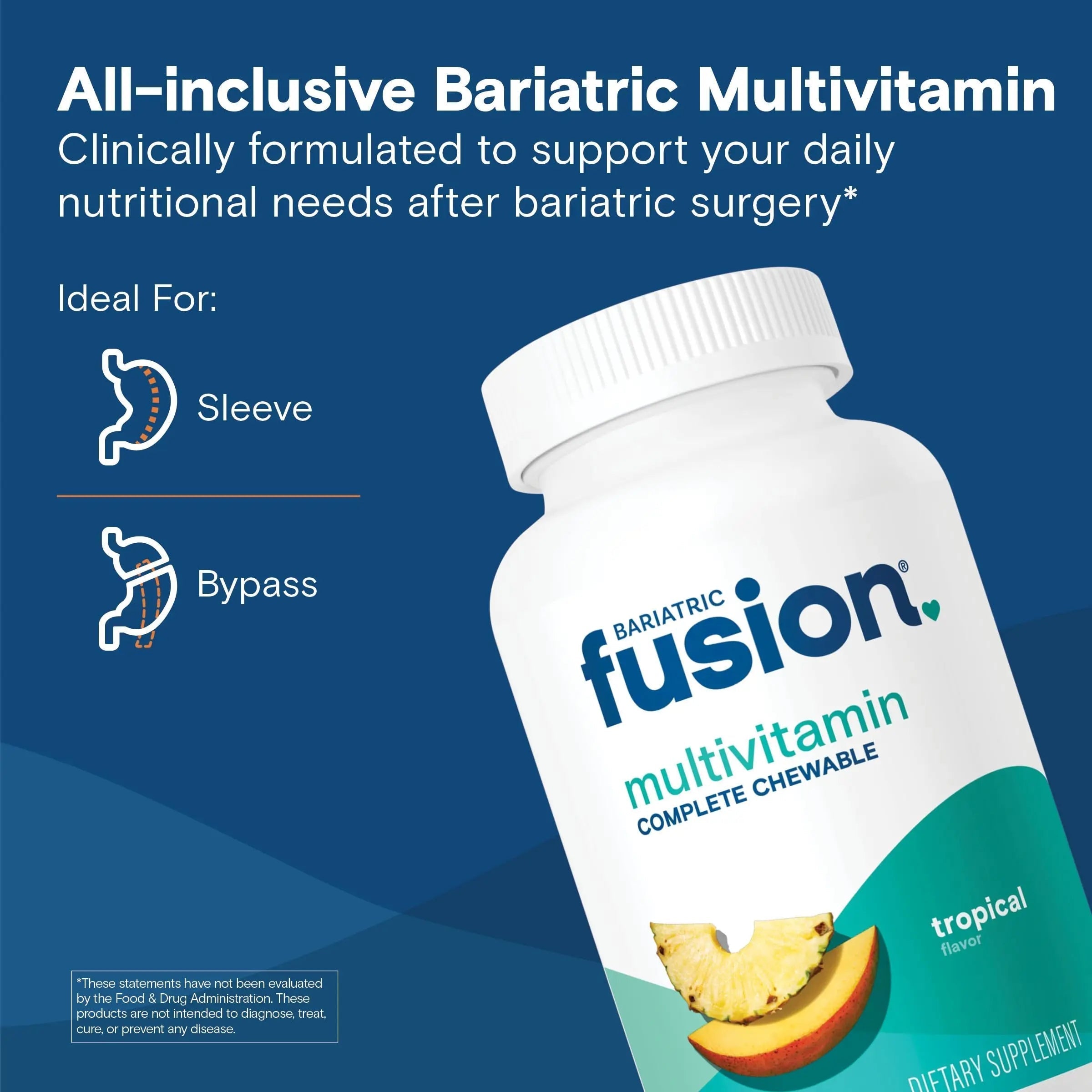 Bariatric Fusion Bariatric Multivitamin with Iron Complete Chewable | Tropical Flavor | Post Bariatric Vitamins Bariatric FusionAu supplements