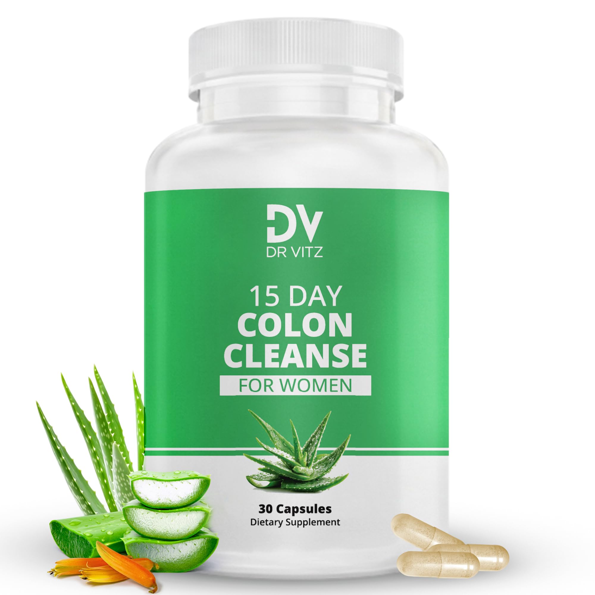 Dr Vitz 15 Day Colon Cleanse for Women – Natural Detox Pills with Herbs, Fiber & Probiotics – Bloating & Constipation Relief, Weight Loss & Gut Health Reset – 30 Capsules Dr VitzAu supplements