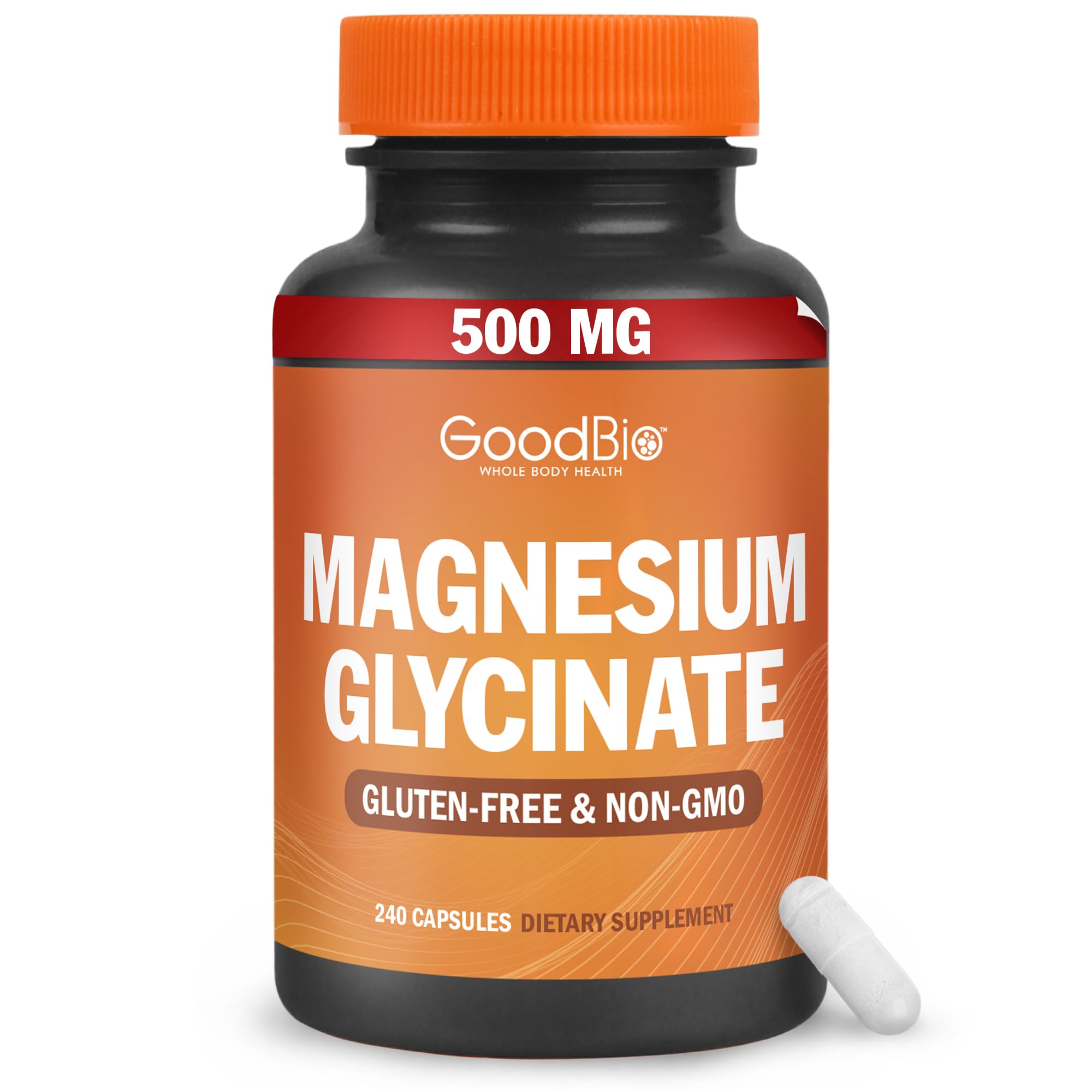 Magnesium Glycinate - High Absorption Magnesium Supplement 500mg Per Serving for Stress Relief, Sleep, Heart and Bone Health, Nerve Support - Non-GMO, Gluten-Free, Gentle on Stomach, 240 Capsules GOODBIOAu supplements