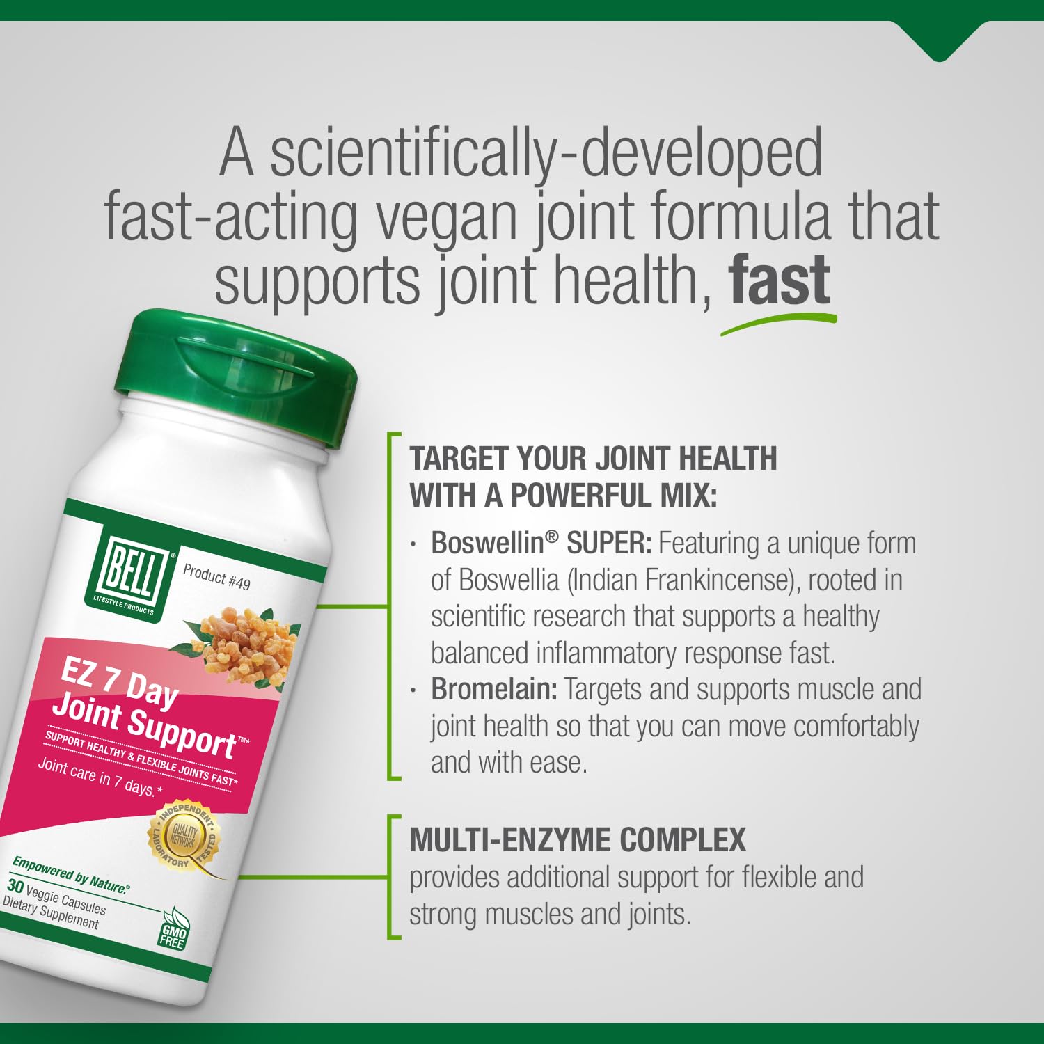 Bell EZ 7 Day Joint Support ™ -Fast-Acting, Once-Daily Joint Health Supplement – Helps Relieve Knee Pain, Swelling & Supports Muscle Recovery – Vegan – 30 Capsules BellAu supplements