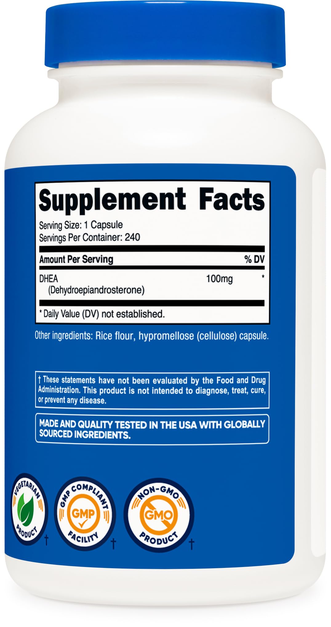 Nutricost DHEA 100mg, 240 Capsules - Gluten Free, Soy Free, Non-GMO, Supplement NutricostAu supplements