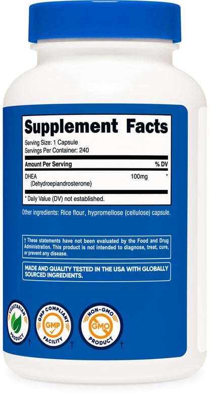 Nutricost DHEA 100mg, 240 Capsules - Gluten Free, Soy Free, Non-GMO, Supplement NutricostUS supplements