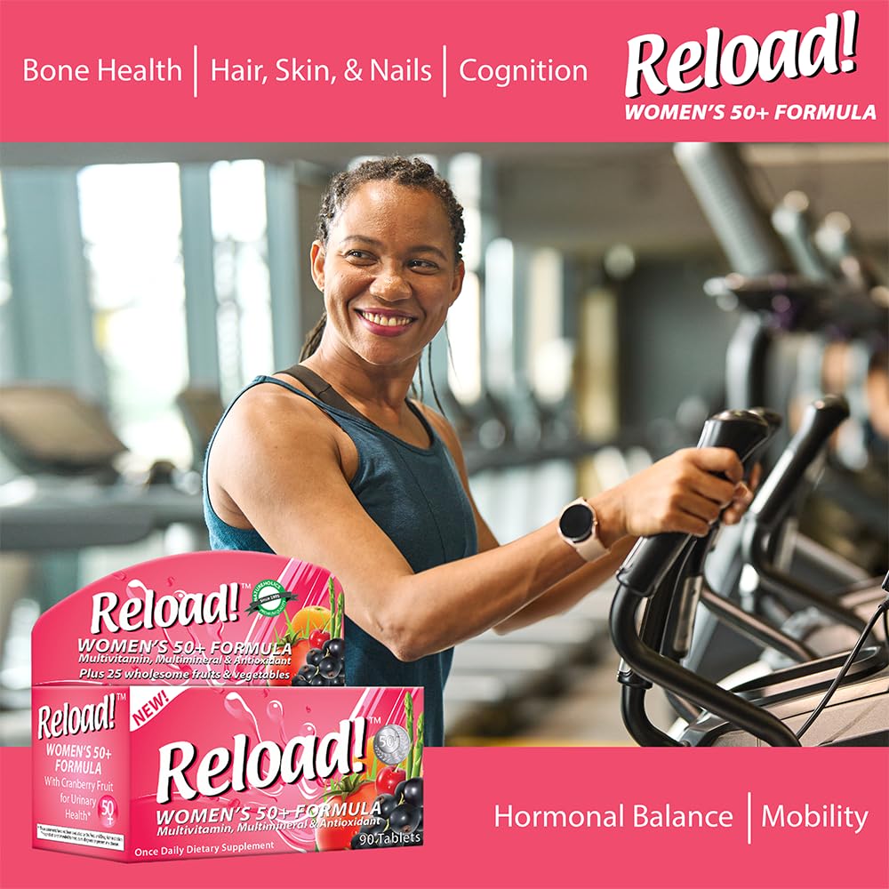 Reload! Women’s 50+ Multivitamin, Multimineral & Antioxidant – with Resveratrol, Acai, Lutein, Cranberry, Pomegranate & 25 Fruits & Vegetables – Once Daily Tablets – 30 Count Reload!Au supplements