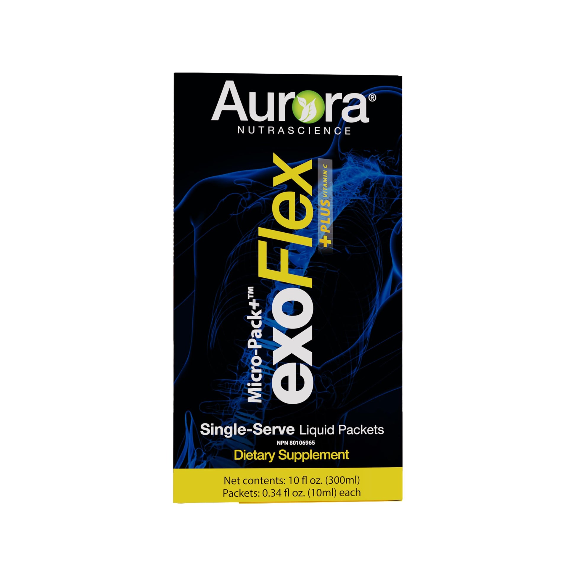 Aurora Nutrascience Micro-Pack Liposomal exoFlex+ - Liquid Vitamin C Supplement, Eggshell Membrane with BiovaFlex, Curcumin, & Boswellia, for Men & Women - 30 Single-Serve Packets Aurora NutrascienceAu supplements