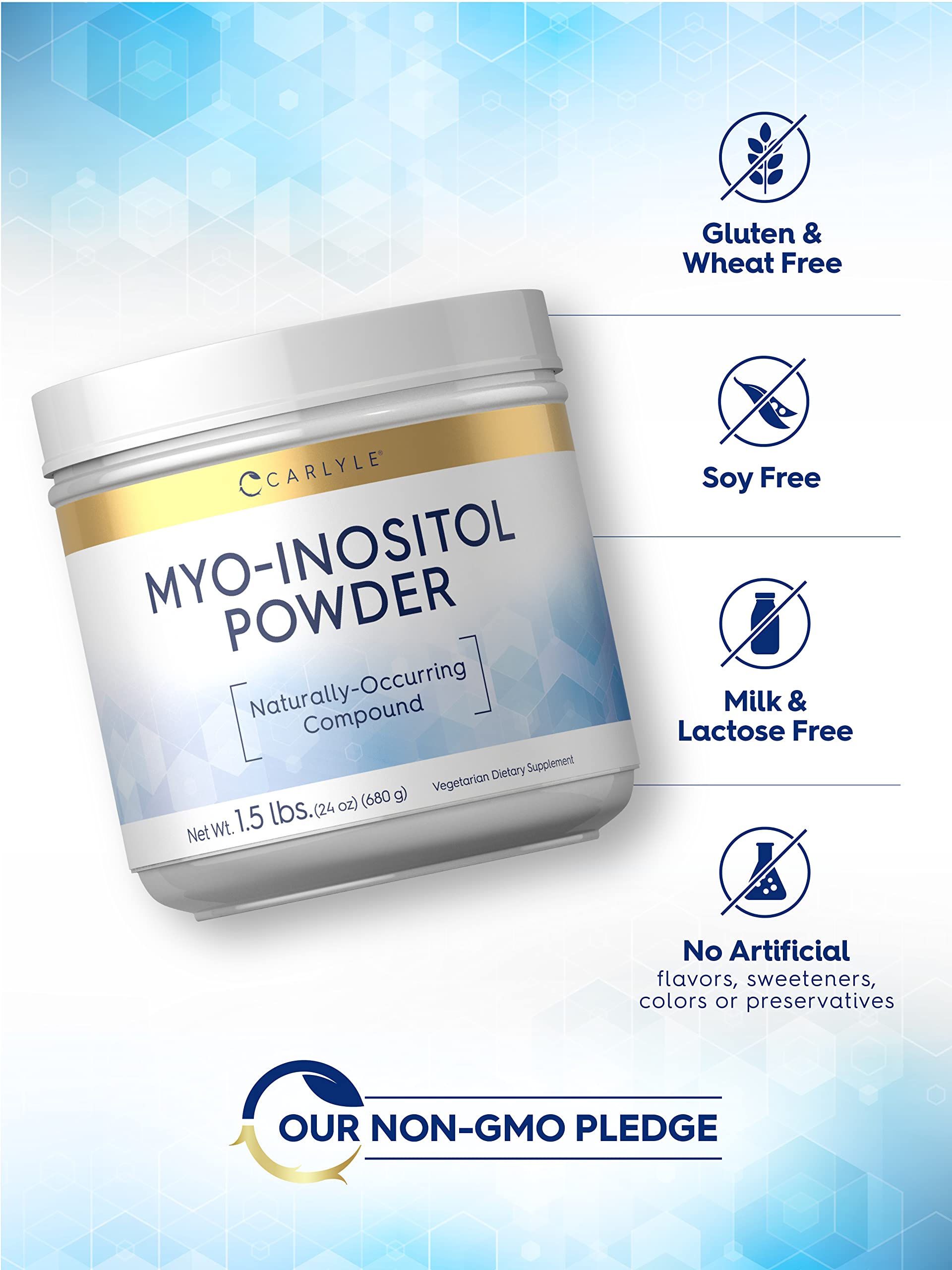 Carlyle Myo-Inositol Powder Supplement | 1.5 lbs | Naturally Occuring Compound CarlyleUS supplements