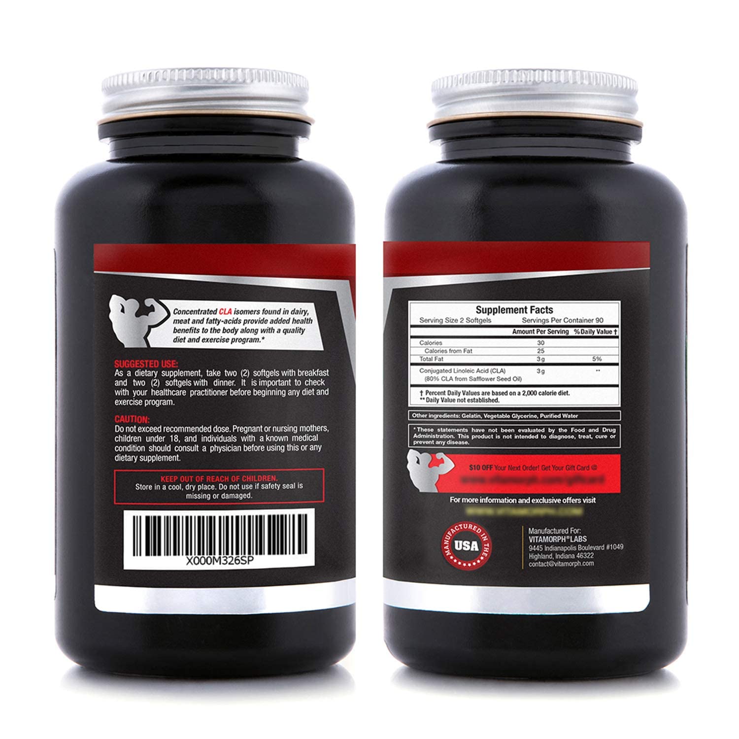 Vitamorph Labs CLA 3000 - CLA Safflower Oil for Metabolism and Weight Loss Management VitamorphAu supplements