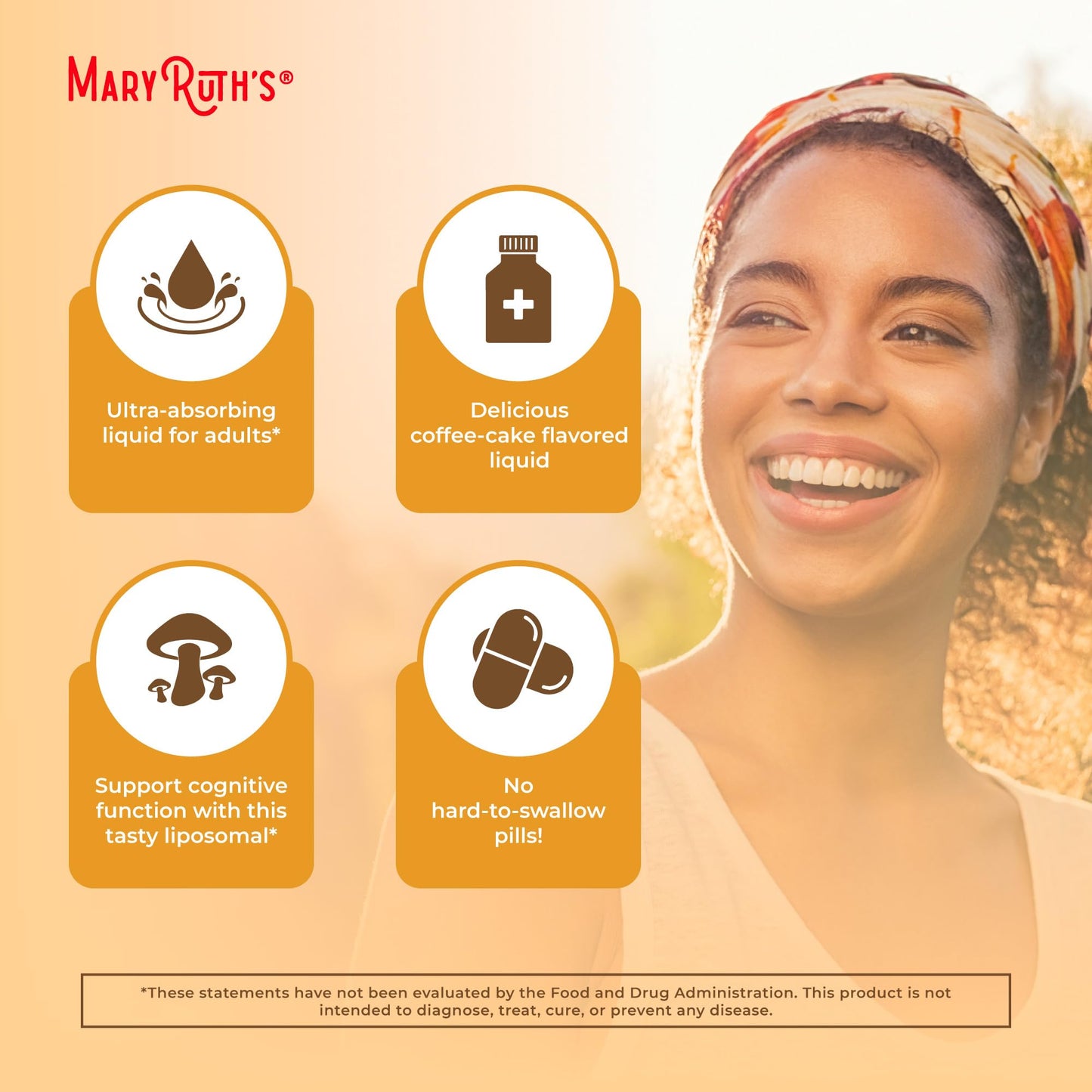 MaryRuth Organics Lions Mane Supplement | Ultra Absorption Liposomal | Full Spectrum Lion's Mane Mushroom | 200mg Beta-Glucans Per Serving | USDA Organic | Vegan | 7.6 oz | 15 Servings MARYRUTH'SUS supplements