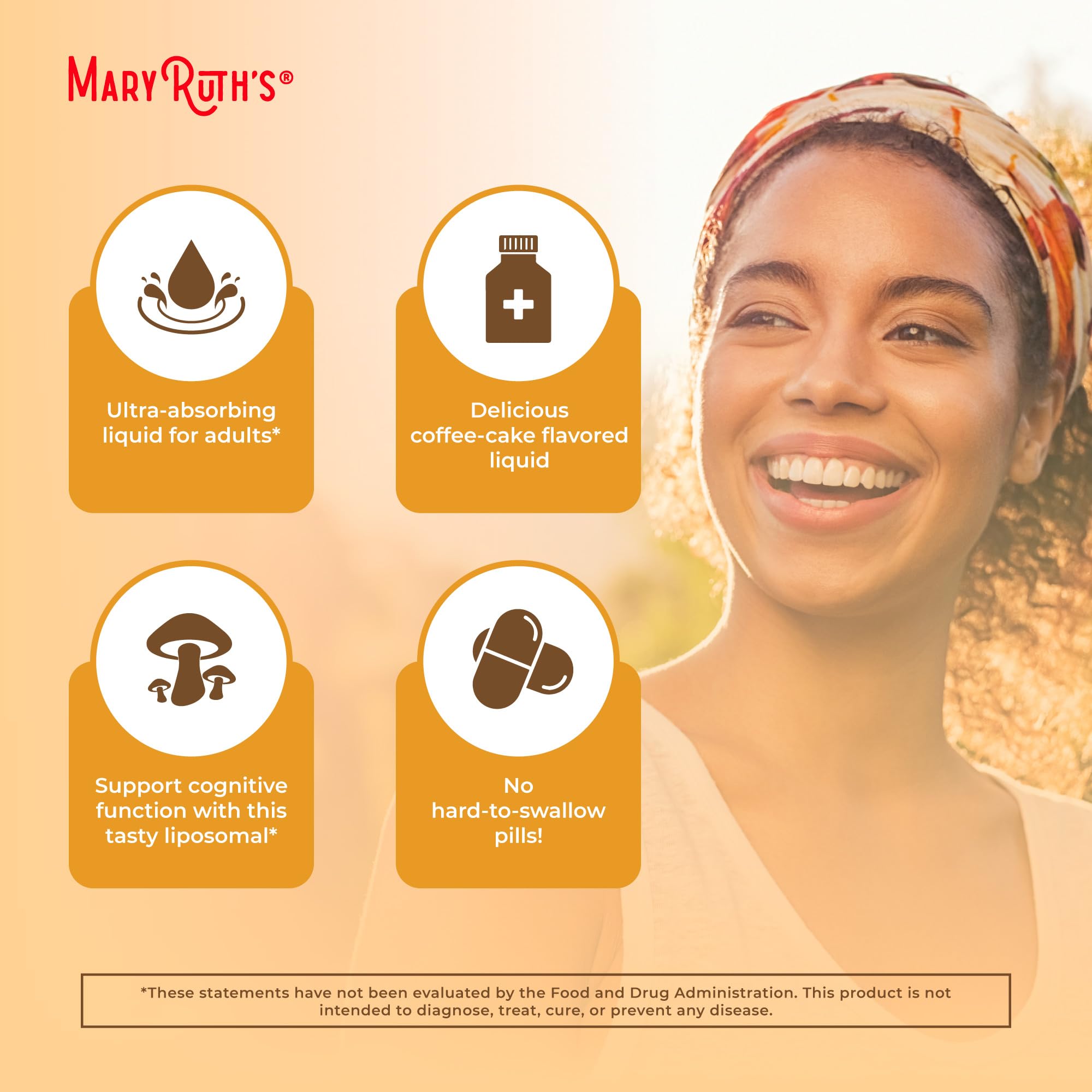 MaryRuth Organics Lions Mane Supplement | Ultra Absorption Liposomal | Full Spectrum Lion's Mane Mushroom | 200mg Beta-Glucans Per Serving | USDA Organic | Vegan | 7.6 oz | 15 Servings MARYRUTH'SUS supplements