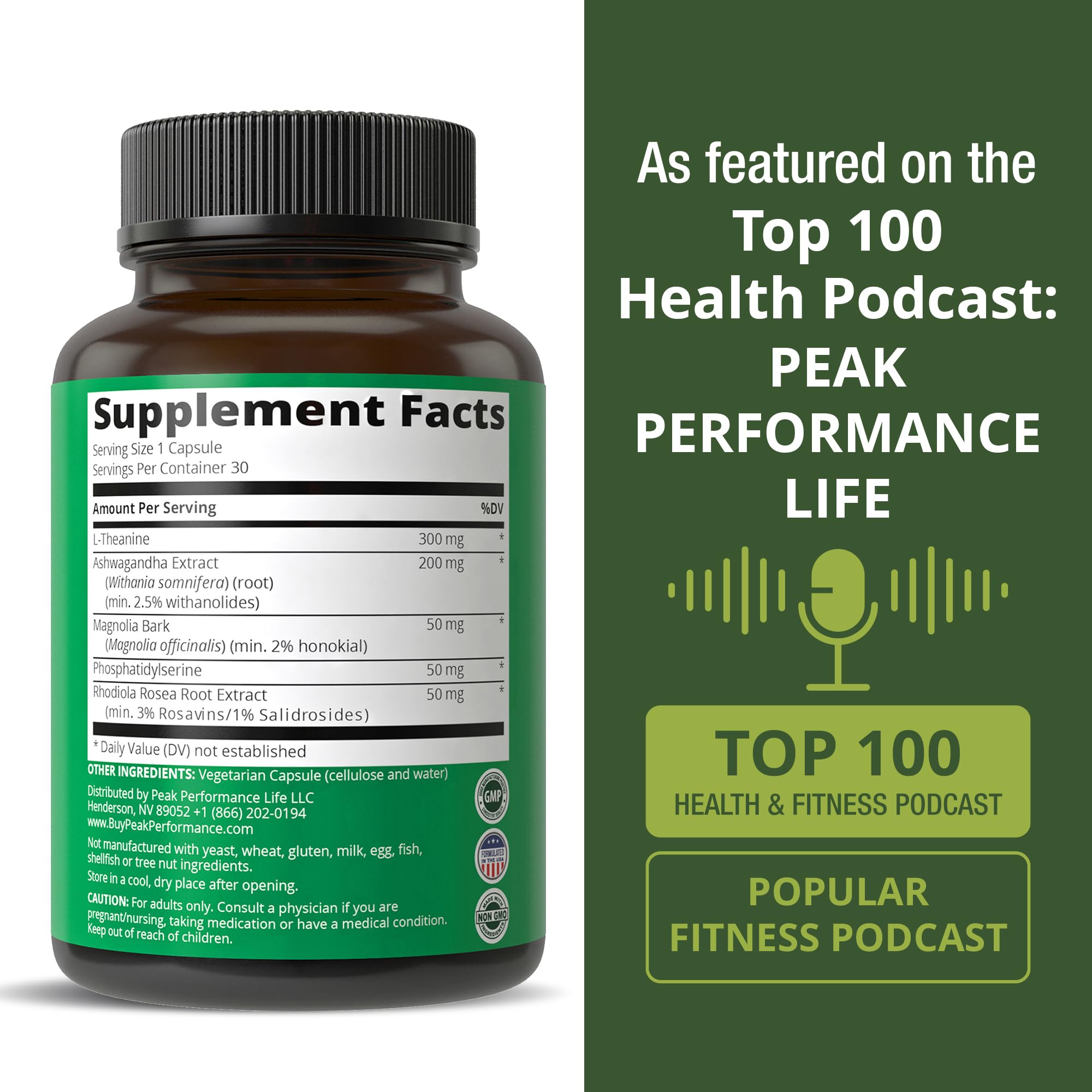 5-in-1 Cortisol Supplement for Women & Men. Lower High Cortisol with Ashwagandha, Rhodiola Rosea, L-Theanine, Phosphatidylserine, Magnolia Bark. Calm Relaxation, Balanced Energy, Vegan Supplements Peak PerformanceAu supplements