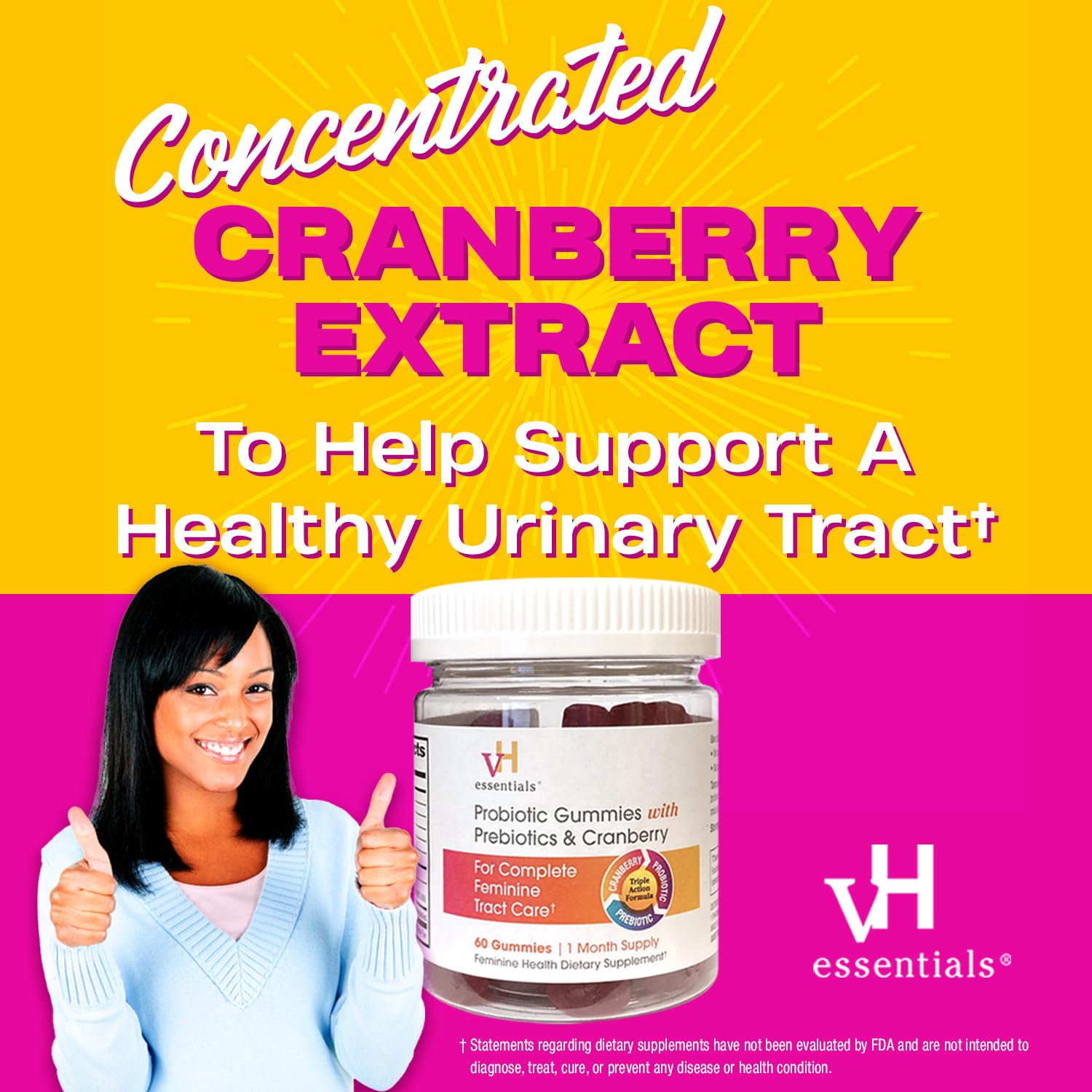vH essentials Probiotic Gummies with Prebiotics & Cranberry, Concentrated Extract vH essentialsAu supplements