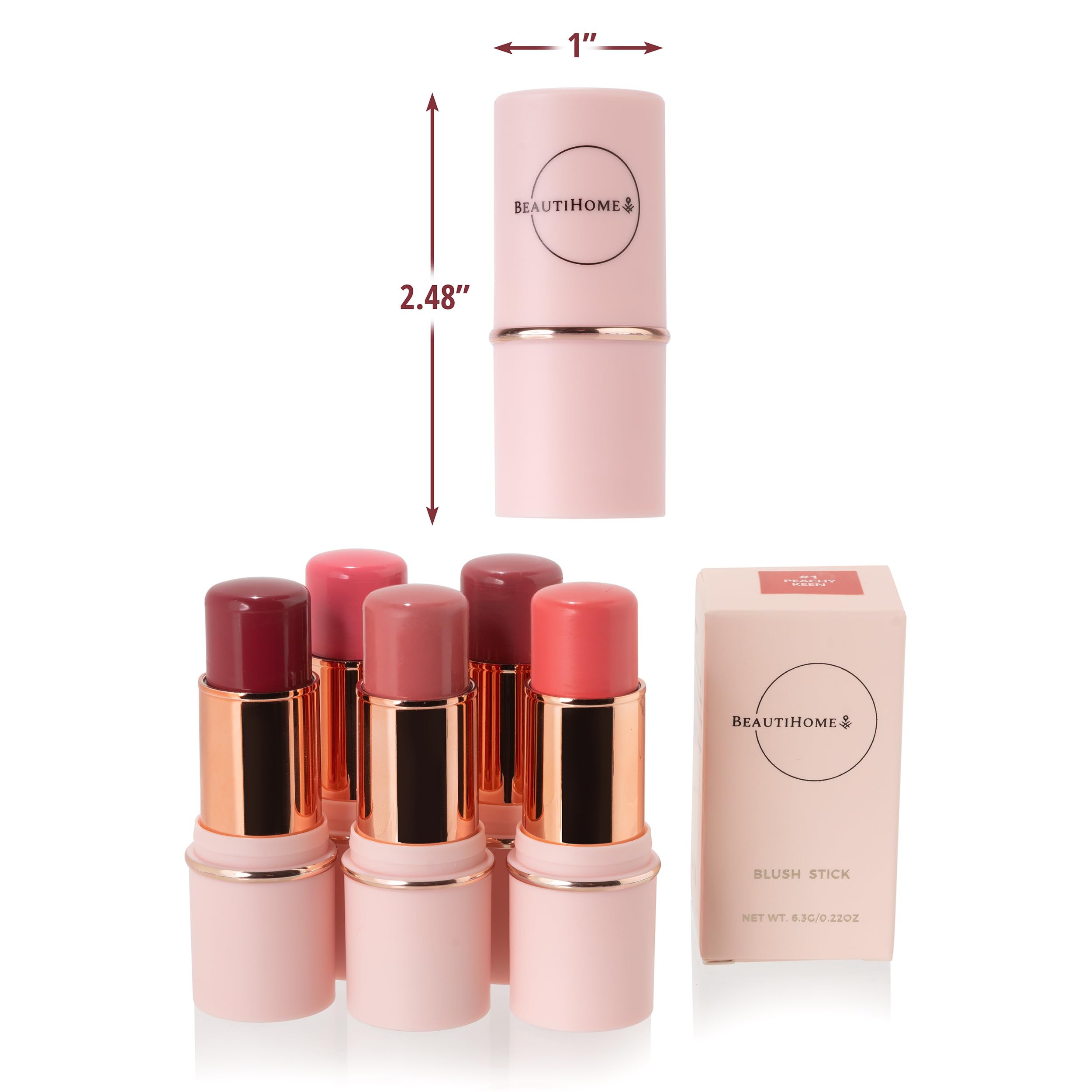 BeautiHome Blush Stick for Cheeks & Lips Multistick Cream Blush- Easy to Apply & Blend- Infused with Nourishing Ingredients for your Skin Compact Travel Size Makeup (Misty Rose, Small) BeautiHomeAu supplements