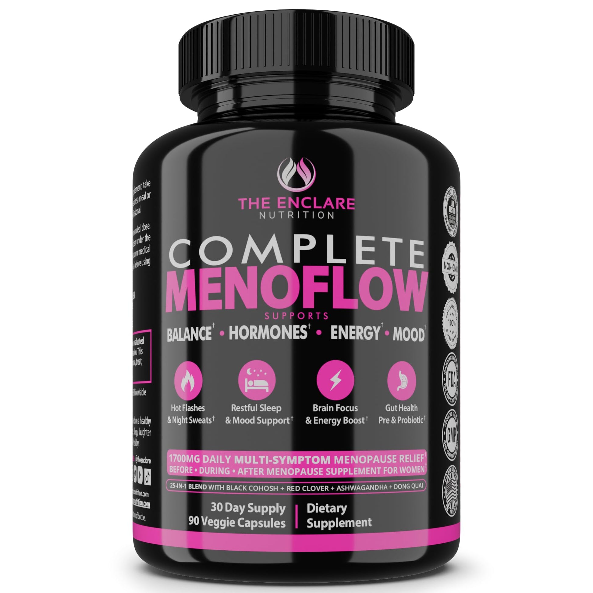 Menopause Supplement for Women – Complete MenoFlow 1700mg Daily Multi-Symptom Support, Hot Flash Relief, Hormone Balance, Mood & Energy, with Black Cohosh, Red Clover & Ashwagandha – 90 Veggie Caps THE ENCLARE NUTRITIONAu supplements