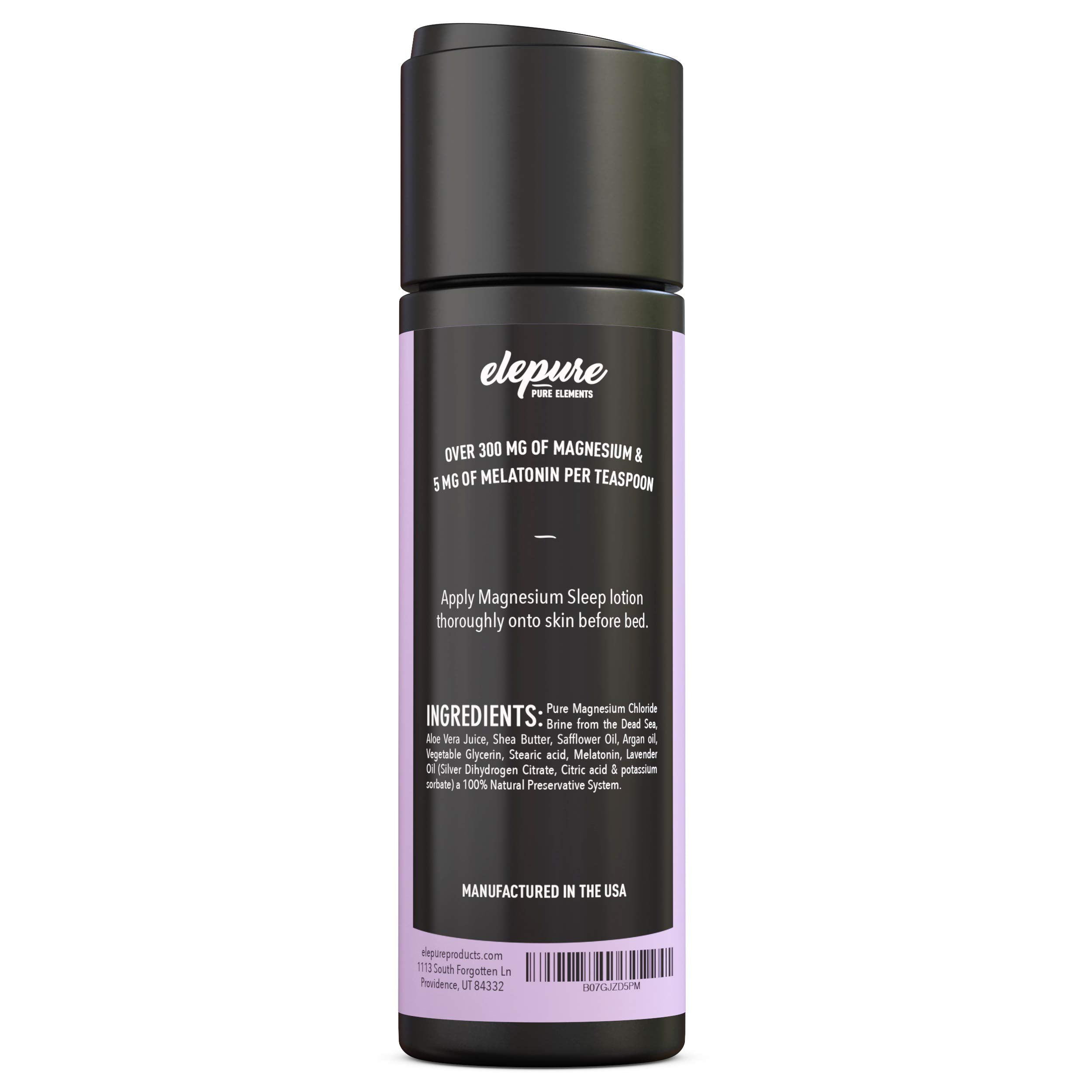 Elepure Pure Elements Magnesium Sleep Lotion with Lavender and Melatonin - Topical Application Night Cream- High Potency - Organic Materials - Large Size - Great Value - 8 fl. oz Elepure Pure ElementsAu supplements