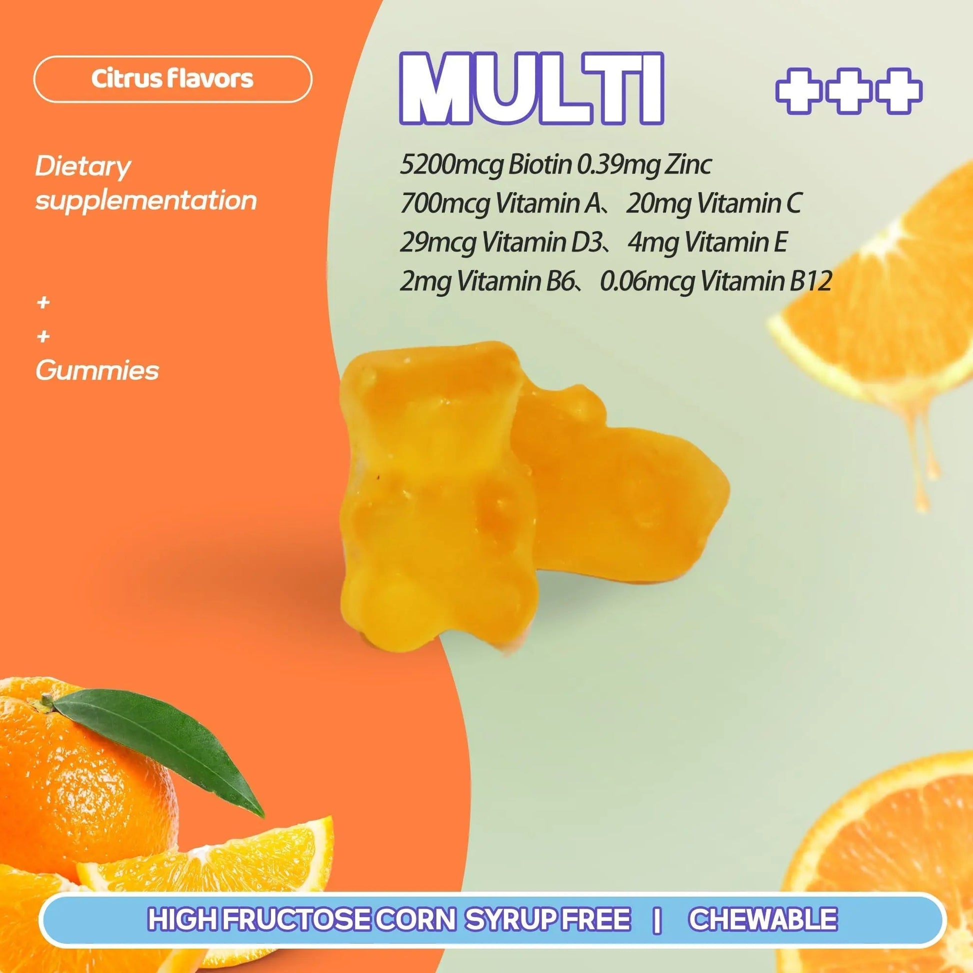 Faroromy Multivitamin Gummies for Adult 5200mcg Biotin, Citrus Flavored Daily Multivitamins with Vitamins A, C, D3, E, B6 and B12 FaroromyAu supplements