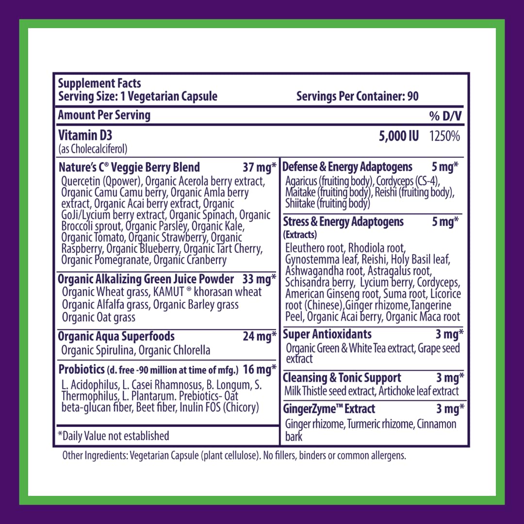 Paradise Herbs Earth's Blend Vitamin D3, Superfoods Base of Probiotics and Organic Alkalizing Greens, Veggies & Berries, 90 Vegetarian Capsules Paradise HerbsAu supplements