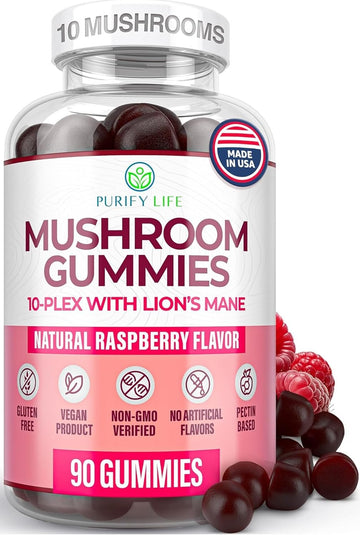 World's First Mushroom Complex Gummies with Lions Mane, Immune Support & Stress Relief, Nootropic Mushroom Supplement for Adults & Children (90 Chews 2500mg/serving) Purify LifeAu supplements