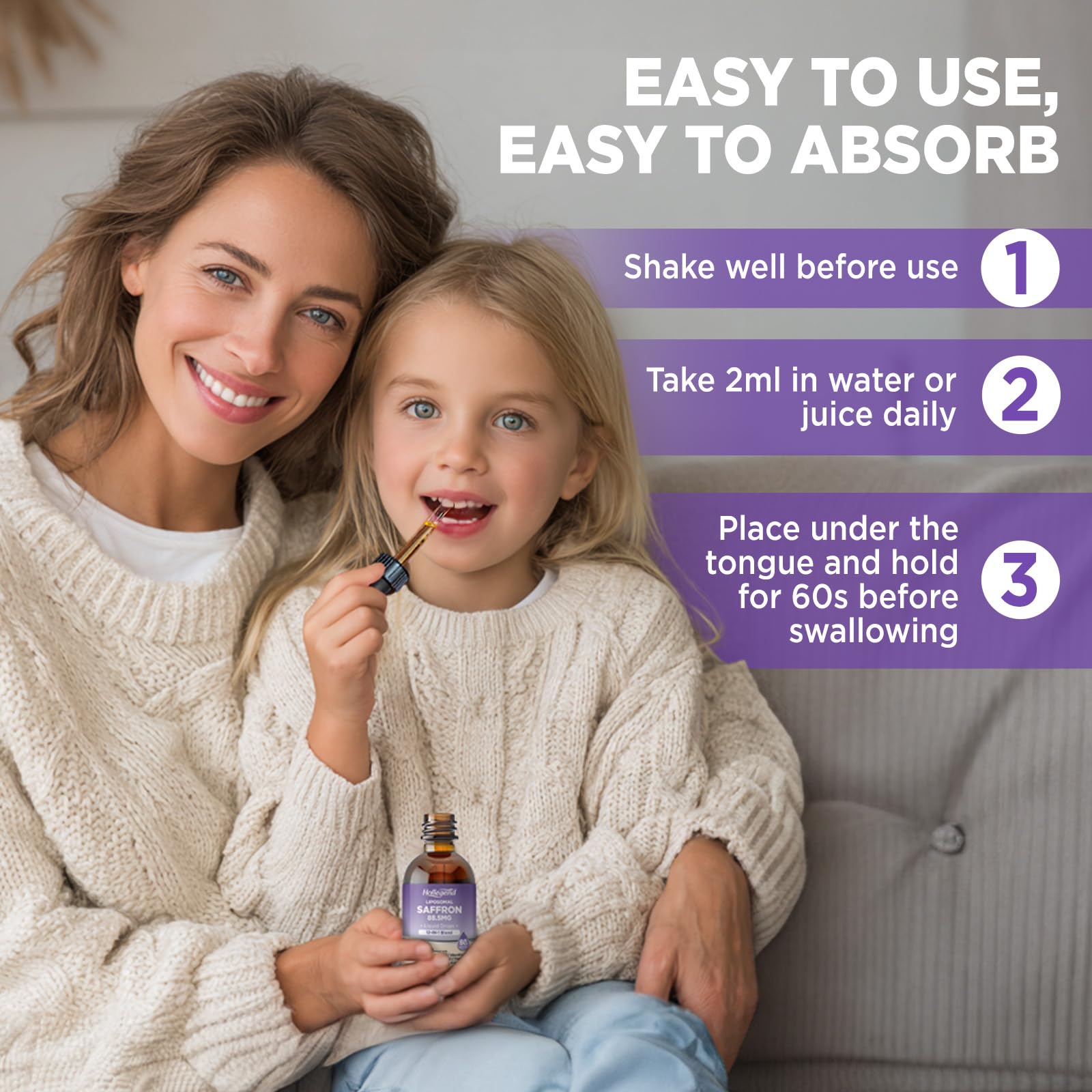 HOLLEGEND Liposomal Saffron Drops for Kids & Adults, Organic Saffron Supplement w/Magnesium, L-Theanine and Vitamins for Stress, Focus, Vision and Energy Support, Vegan, Natural Lemon Flavor, 2 FL OZ HOLLEGENDAu supplements