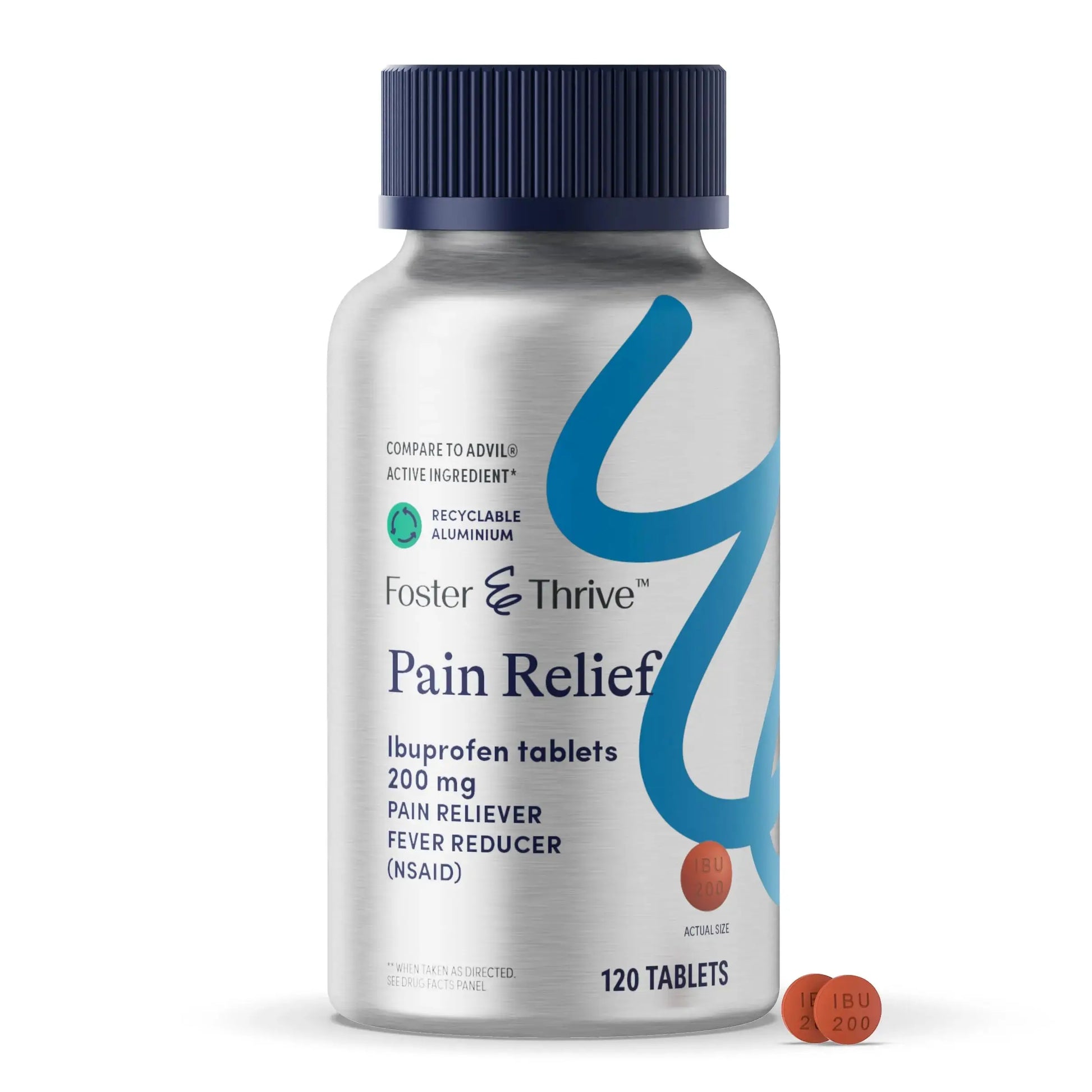 Foster & Thrive Ibuprofen 200mg Tablets for Joint, Knee, Arthritis, and Back Pain Relief, Fever Reducer, Alleviates Body Aches and Headaches, NSAID, 120 Coated Tablets Foster & ThriveAu supplements