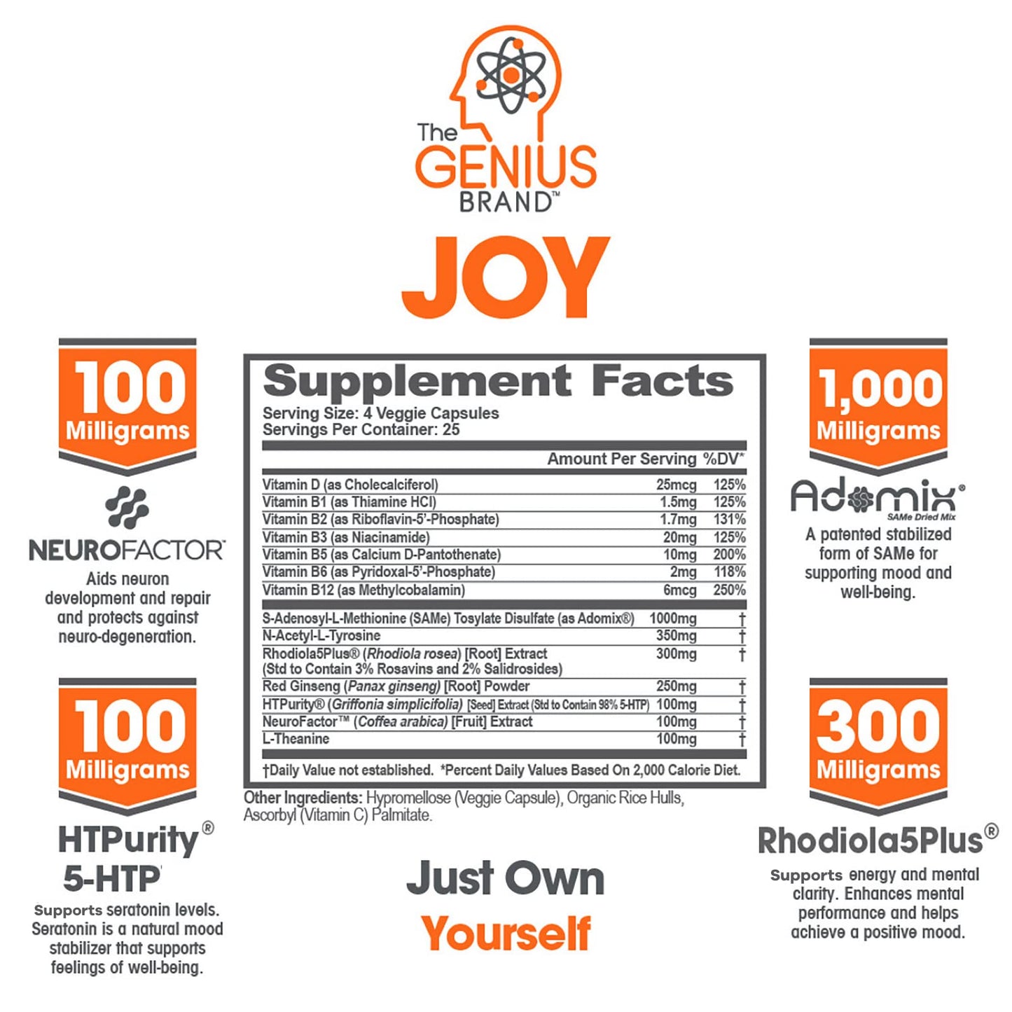 Genius Joy, Nootropic Mood Enhancer Supplement - Support Cognitive Health The Genius BrandUS supplements