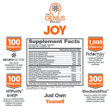 Genius Joy, Nootropic Mood Enhancer Supplement - Support Cognitive Health The Genius BrandUS supplements