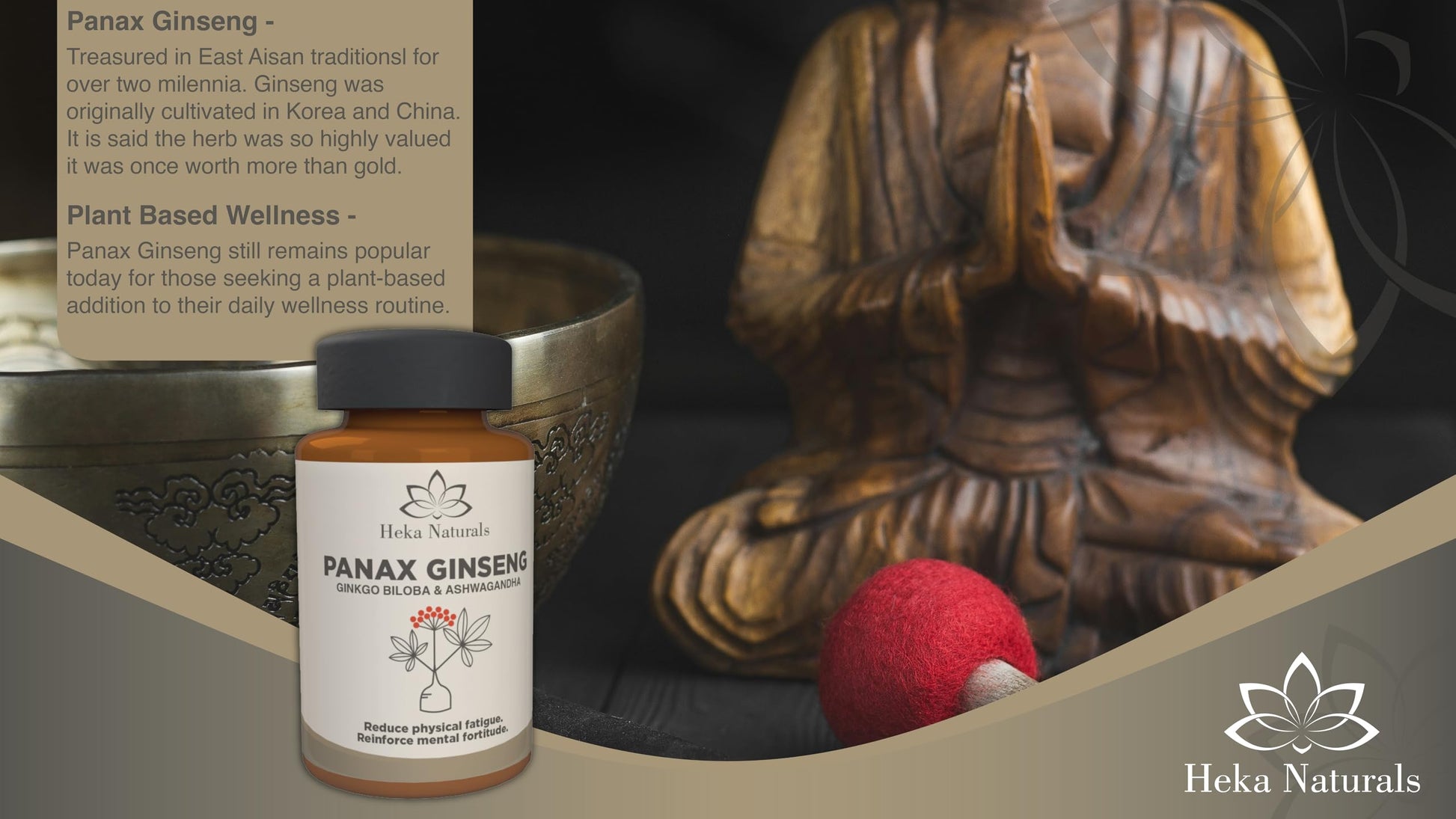 Heka Naturals Panax Ginseng Complex | 90 Capsules with Korean Ginseng, Ginkgo Biloba, Ashwagandha, Beetroot & Green Tea, Botanical Blend with Herbal Ingredients for Balanced | Food Supplement Heka NaturalsAu supplements
