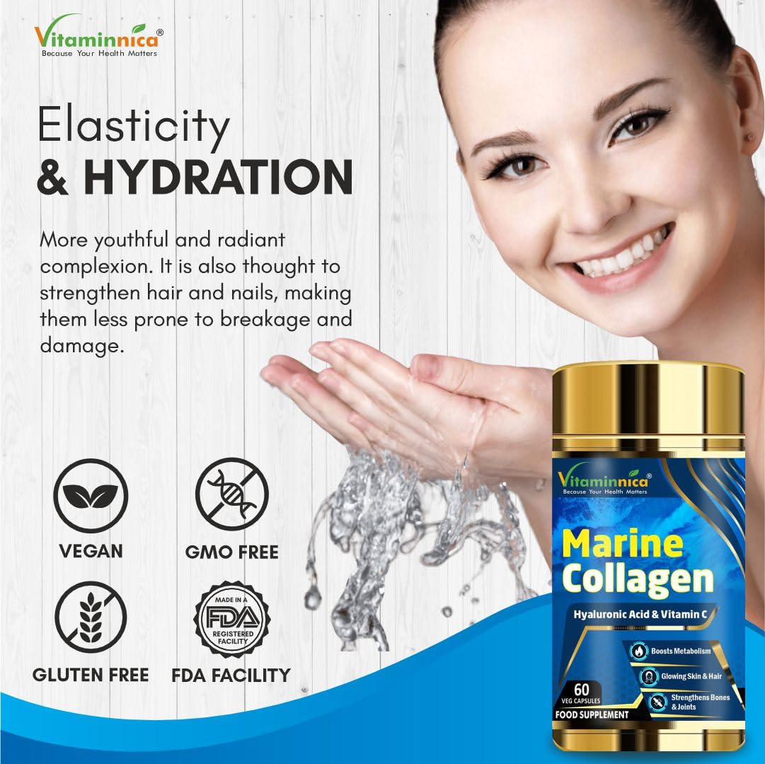 Vitaminnica Marine Collagen Capsules with Hyaluronic Acid & Vitamin C - Skin, Hair, Bones & Joints Vitaminnica Because your Health MattersAu supplements