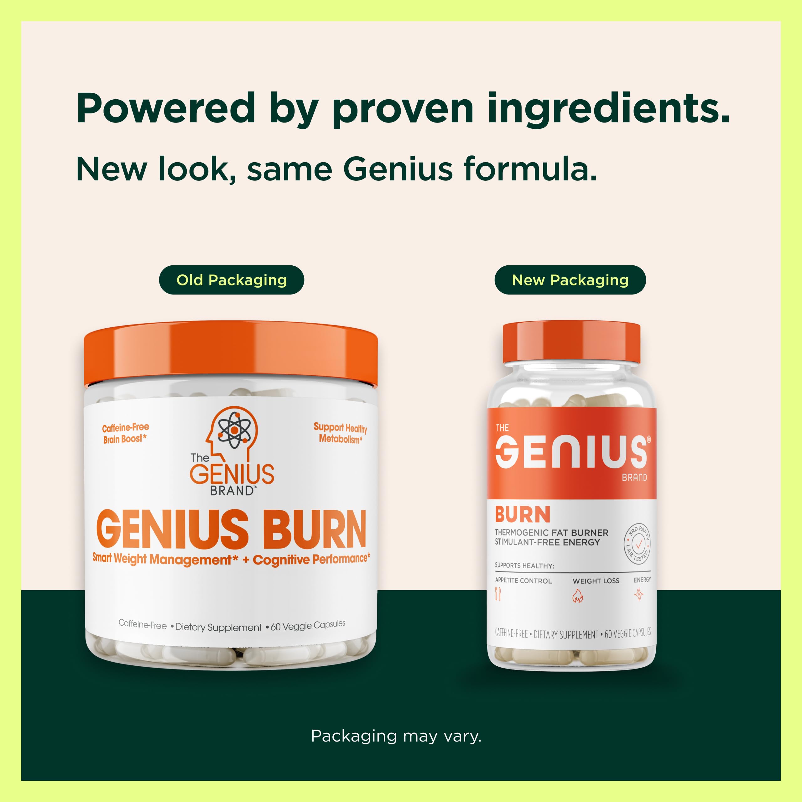 Genius Thermogenic Fat Burner, 60 Diet Veggie Pills - Weight Loss & Metabolism Supplement, Appetite Suppressant & Energy Booster - Caffeine-Free Nootropic Focus & Brain Boost - Ashwagandha & TeaCrine The Genius BrandAu supplements