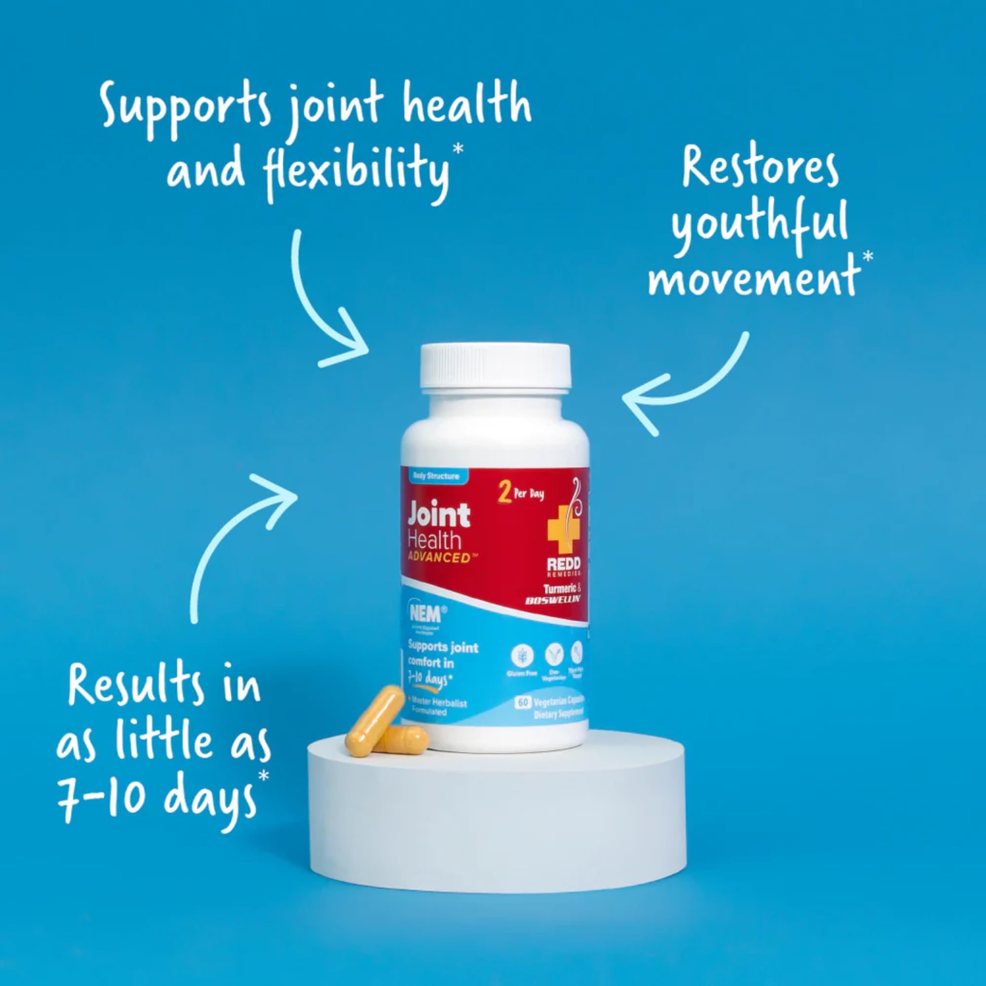Redd Remedies, Joint Health Advanced, Helps Strengthen Connective Tissue and Cartilage, Fast-Acting Comfort with Boswellia Serrata and Turmeric, 120 Vegetarian Capsules Redd RemediesAu supplements